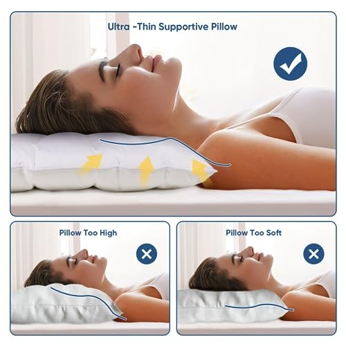 MINUPWELL Ultra Flat Pillows for Sleeping Thin, 7D High Support 2.5 inch
