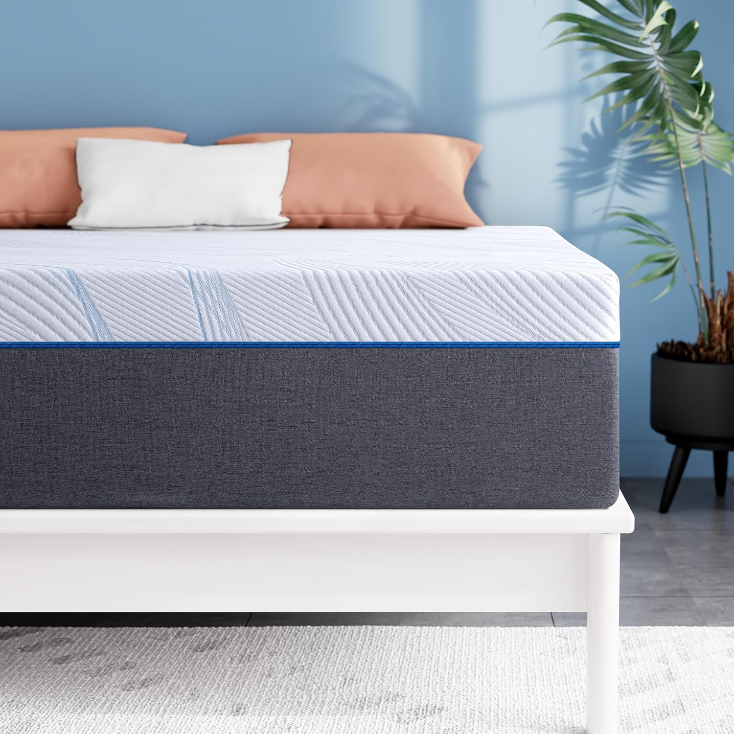 10“” Full Mattress, Memory Foam Mattress in a Box, Medium Firm Plush Top, Grey