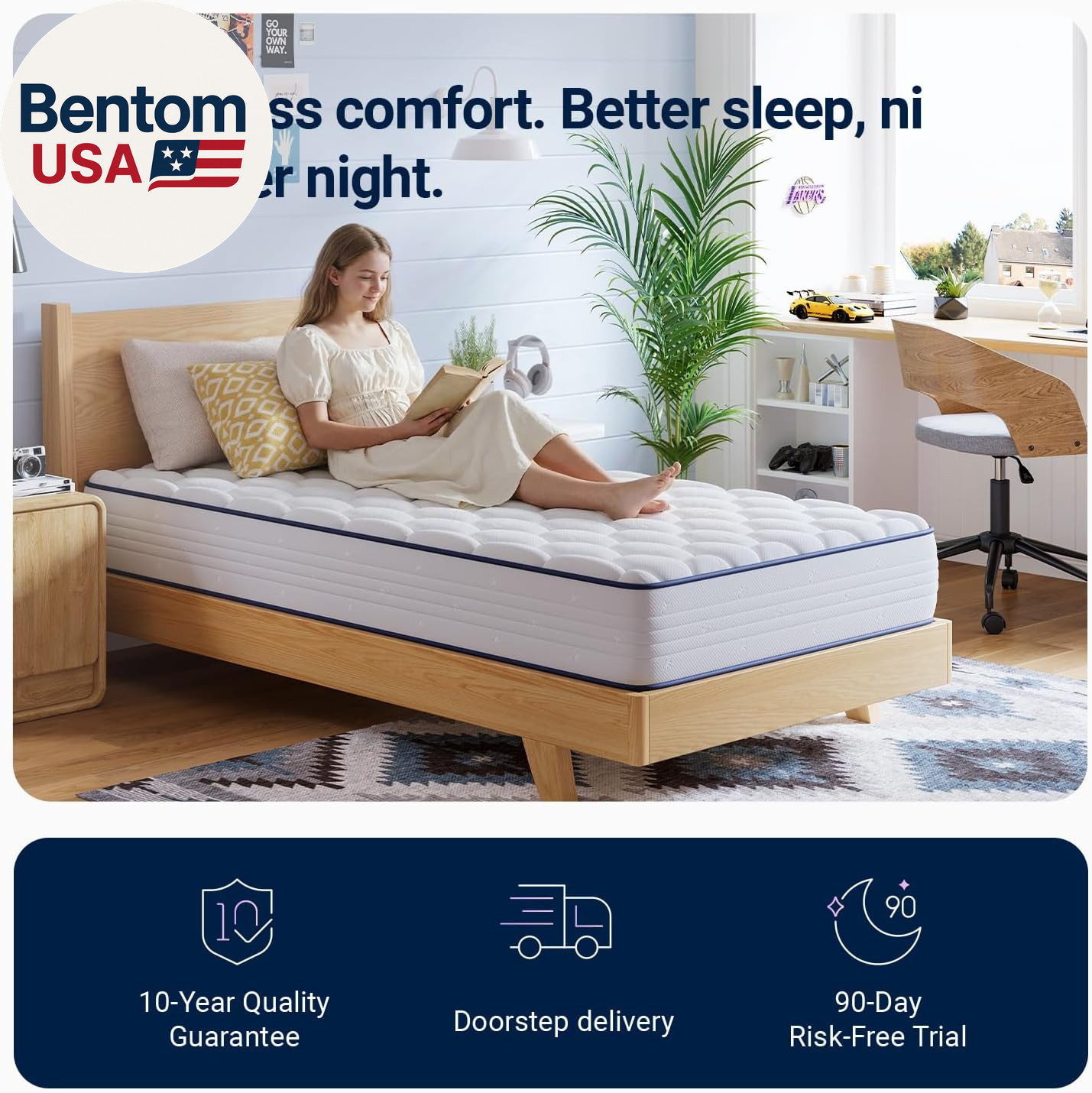 6 Inch Twin Mattress, Foam and Spring Hybrid Mattresses in a Box, Medium Soft, B