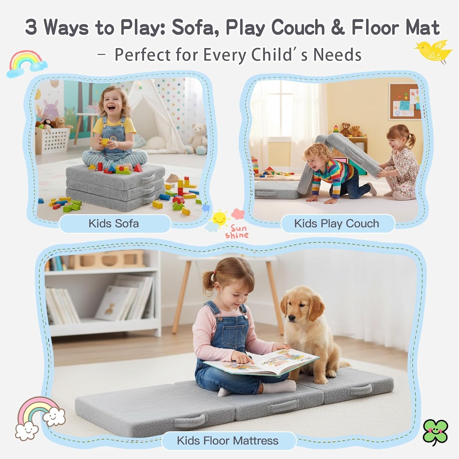 Foldable Floor Mattress for Kids -Daycare Sleeping Futon or Floor Mat with St…