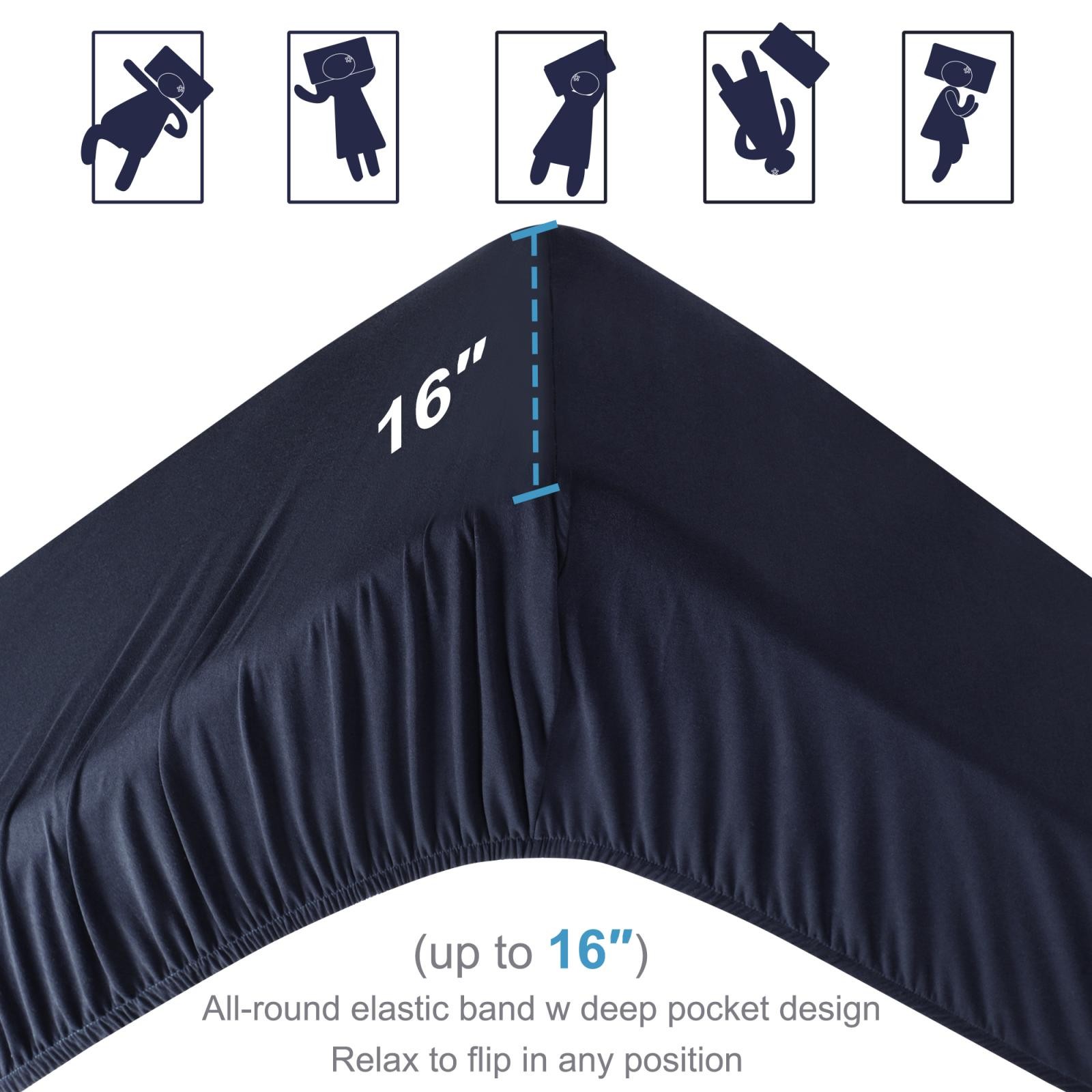 190GSM Polyester Brushed Silky Fitted Sheet Deep Pocket 16 Inch