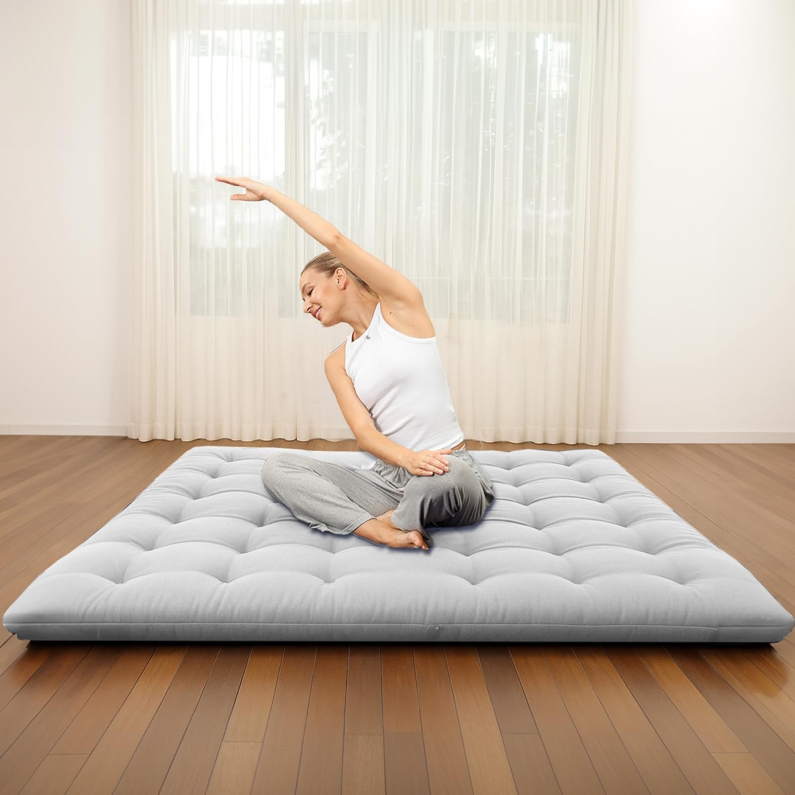 Japanese Floor Futon Mattress Twin Size 80″x39″, Thicken Foldable Floor Bed f…