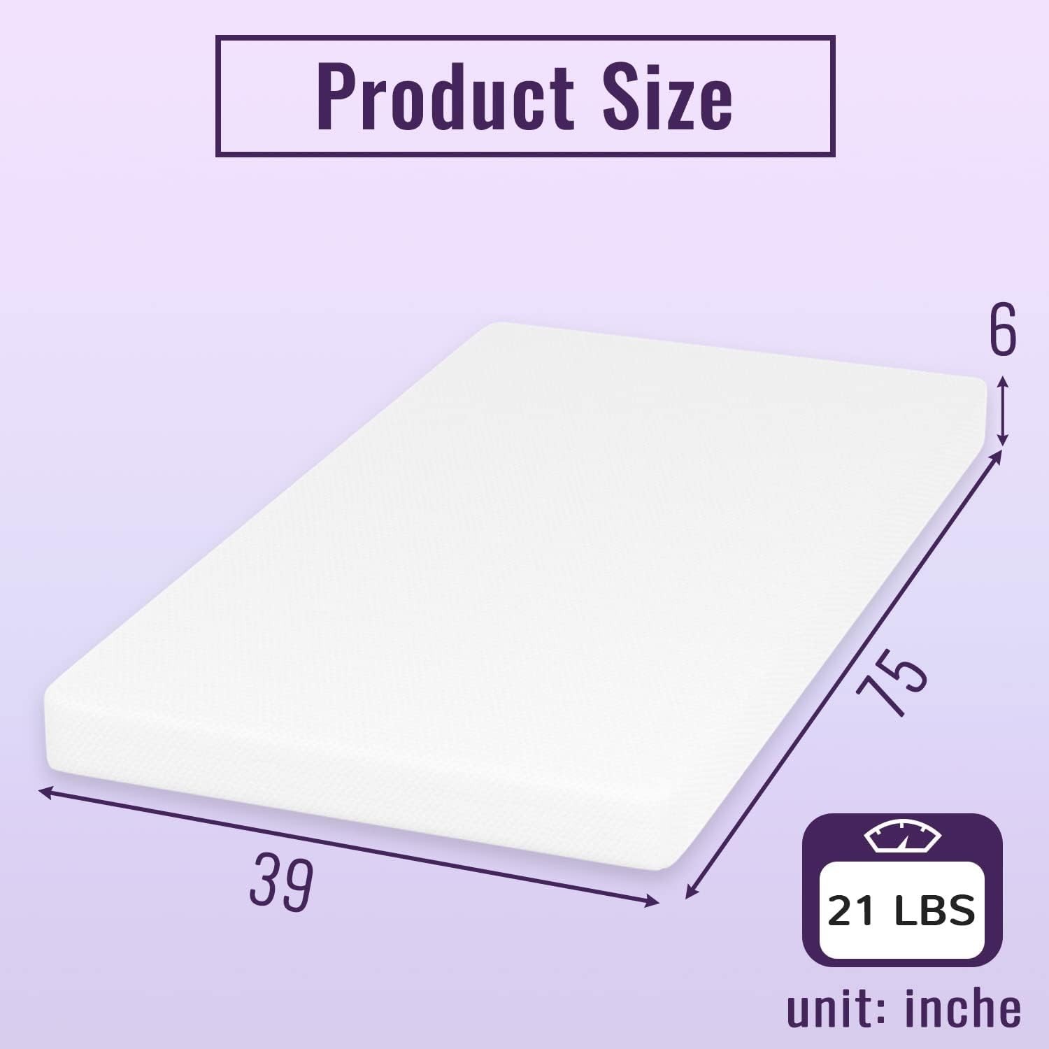 6 Inch Twin Gel Memory Foam Mattress Bamboo Charcoal Infused Mattress in a Bo…