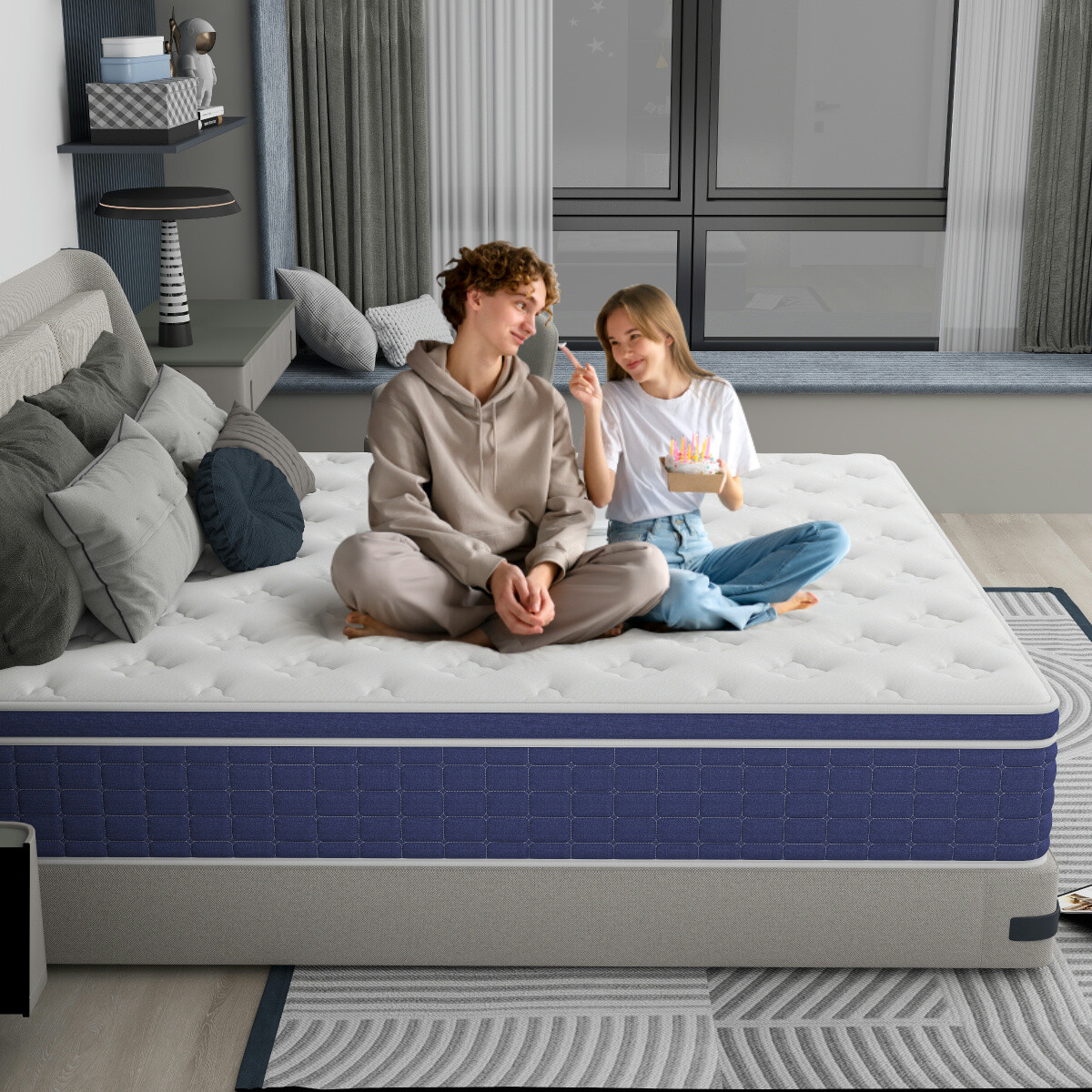 12″ 14″ Gel Memory Foam Mattress Pocket Spring Twin Full Queen King Bed in a Box