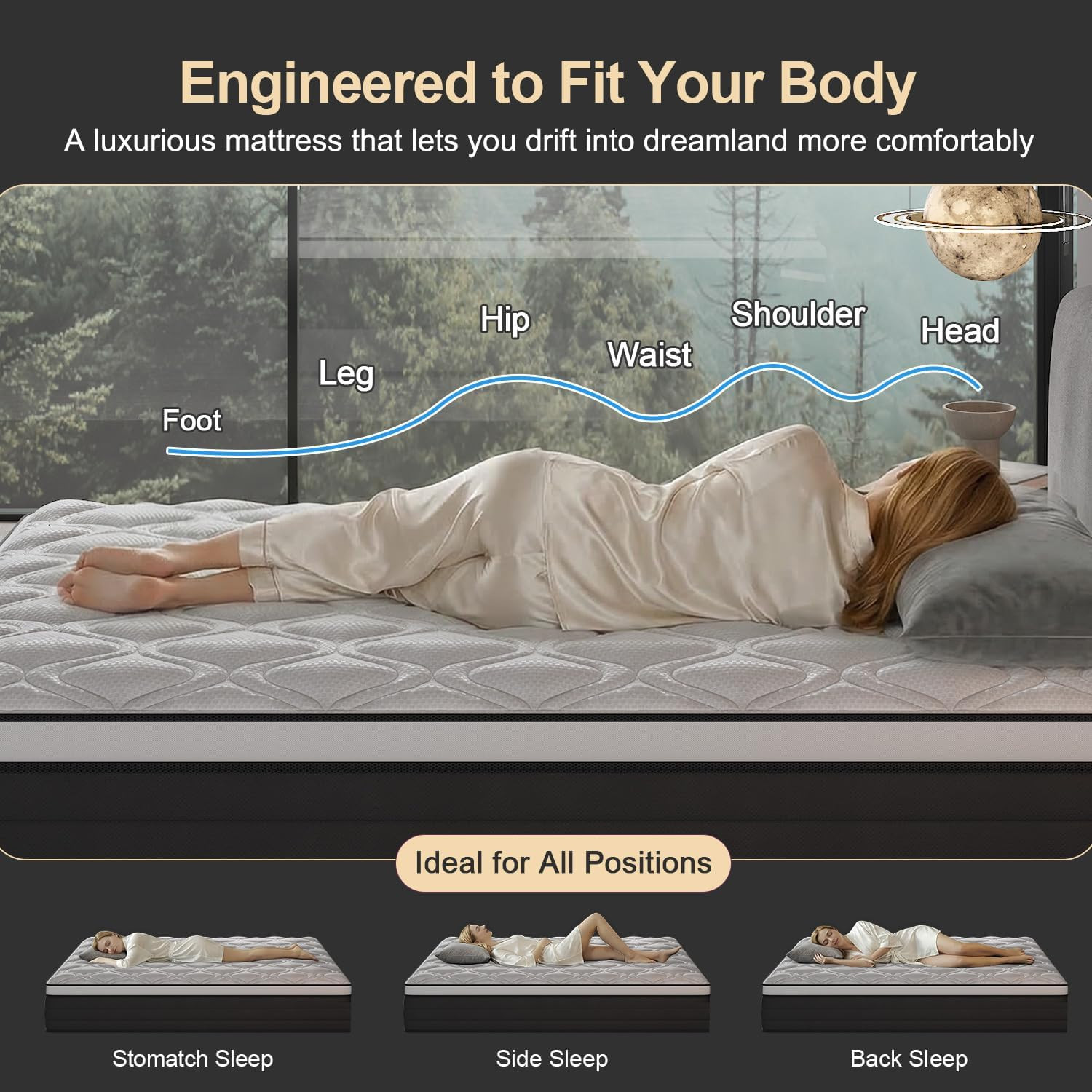 Queen Mattress, 14 Inch Hybrid Mattress in a Box with Individual Pocket Spring,