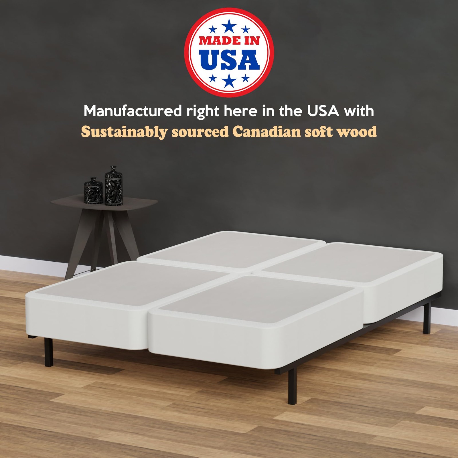 , 4-Inch Sturdy Wood Spring for Mattress – Durable and Fully Assembled, Natur…