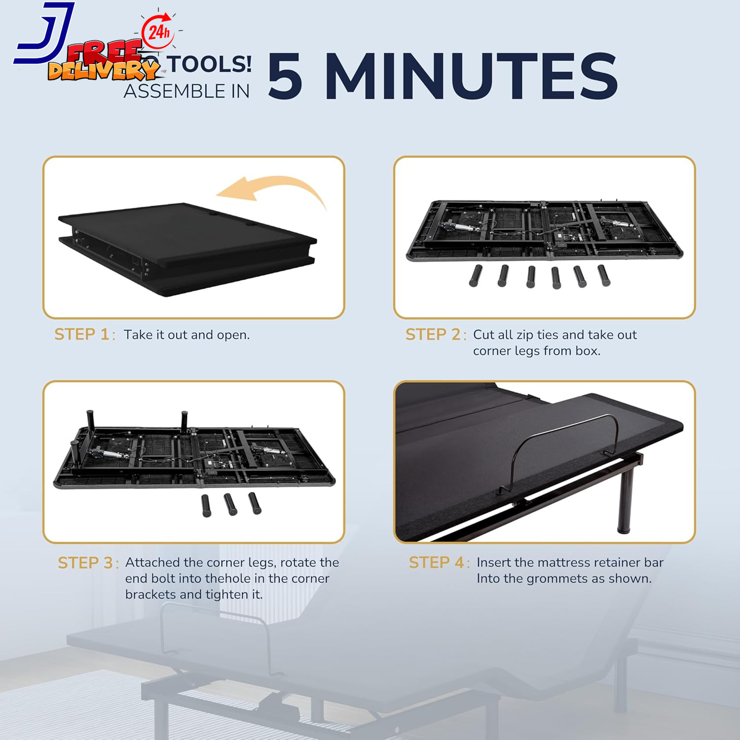 Split King Adjustable Bed Frame and 14 Inch Cooling Memory Foam Mattress