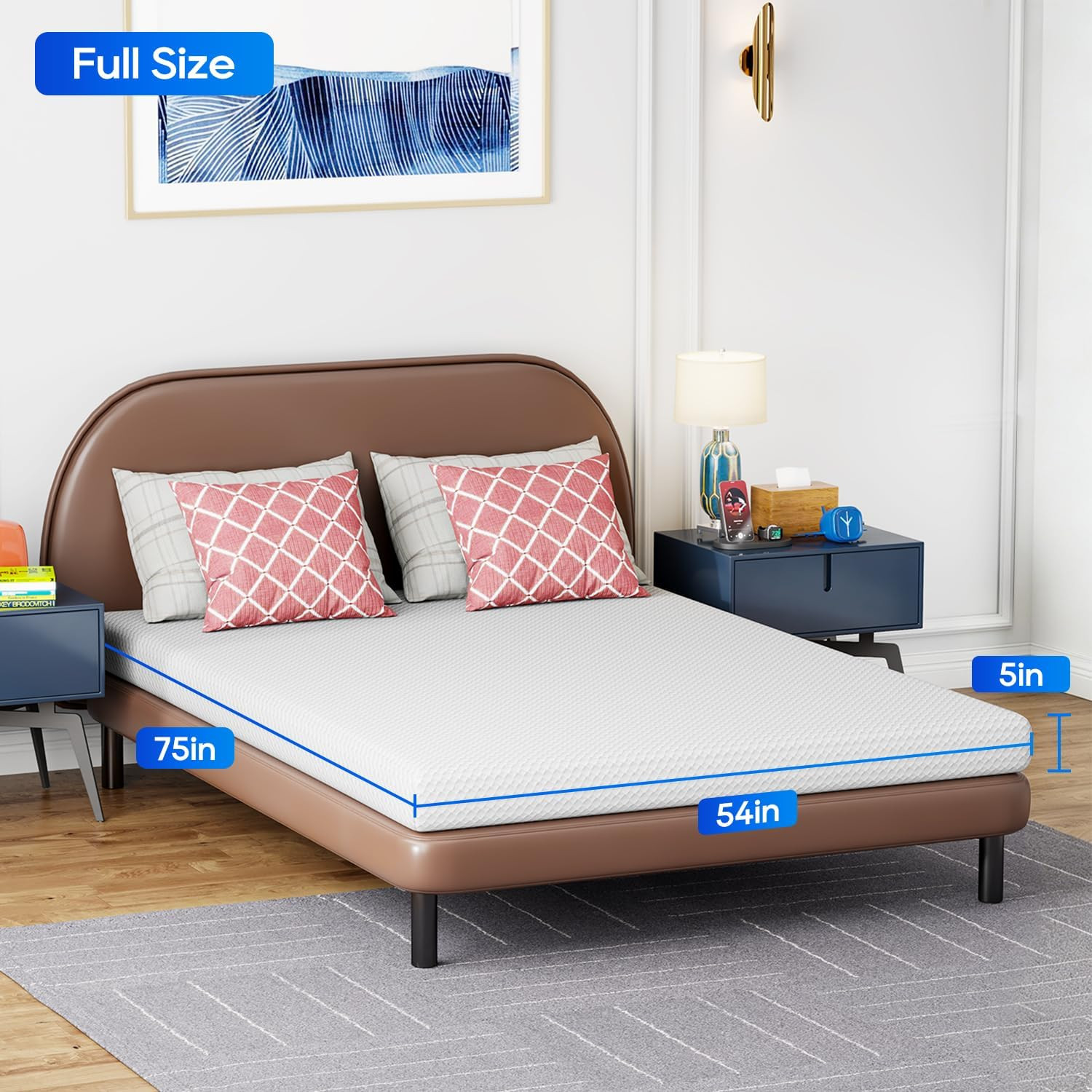 | 5 Inch Queen Mattress | Medium Firm | Gel Memory Foam Mattress | White | Bed i