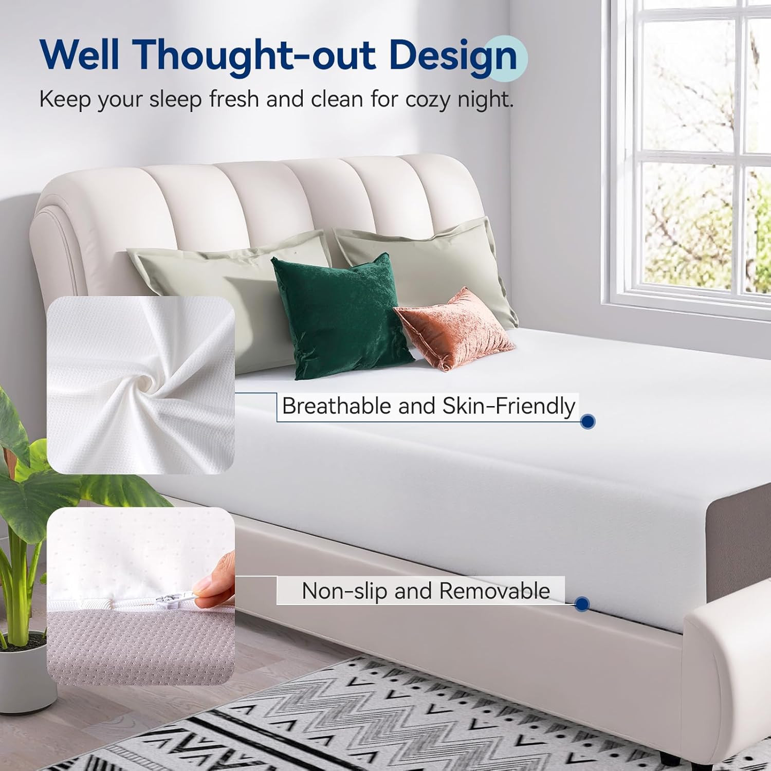 Medium Firm Memory Foam Mattress, Breathable, 12 Inch, Twin, White/Grey