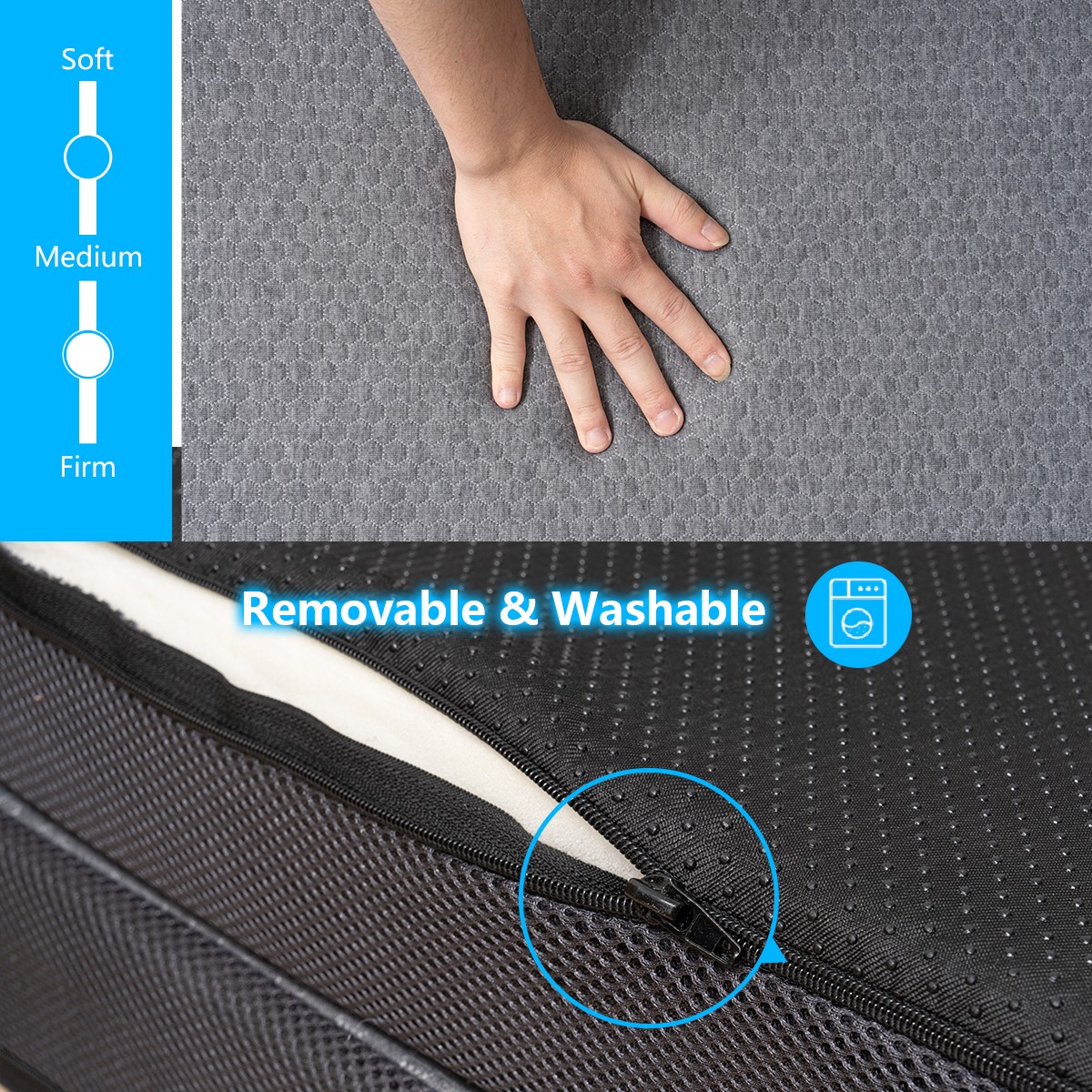 Portable 4/6Inch Folding Mattress Topper with Machine Washable Corduroy Cover