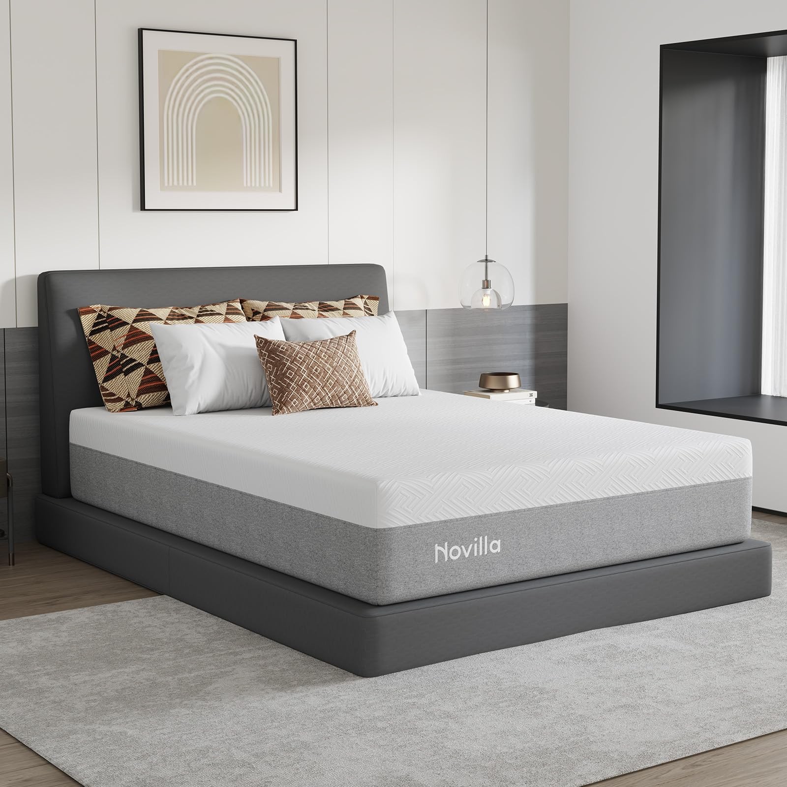 14 Inch Queen Gel Memory Foam Mattress Box Pressure Relieving Grey