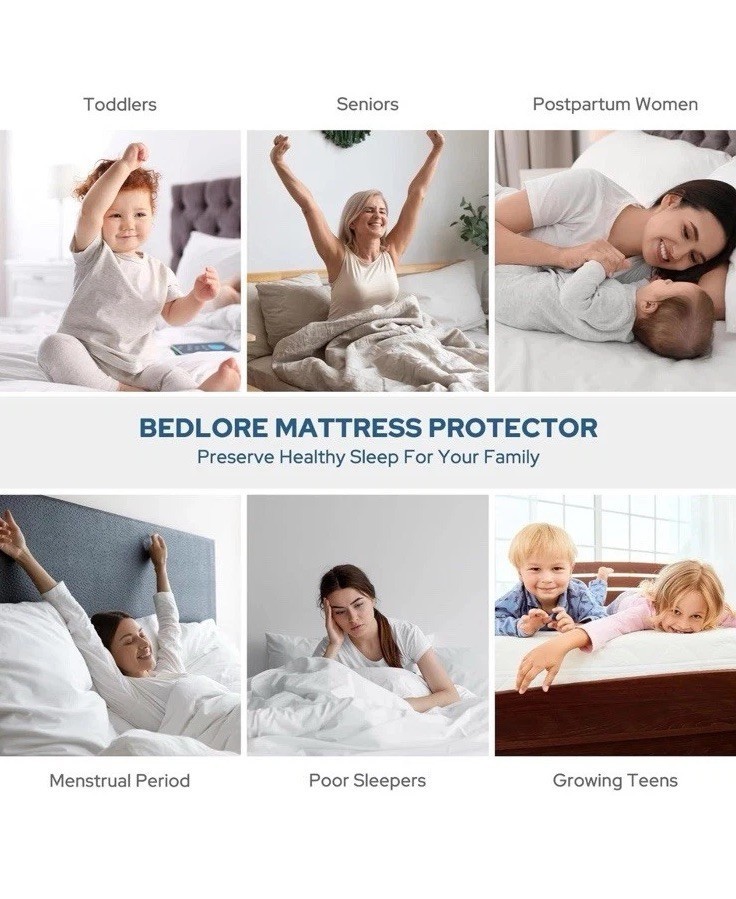BEDLORE Waterproof Mattress Protector, Twin Size Pad, White Machine Washable