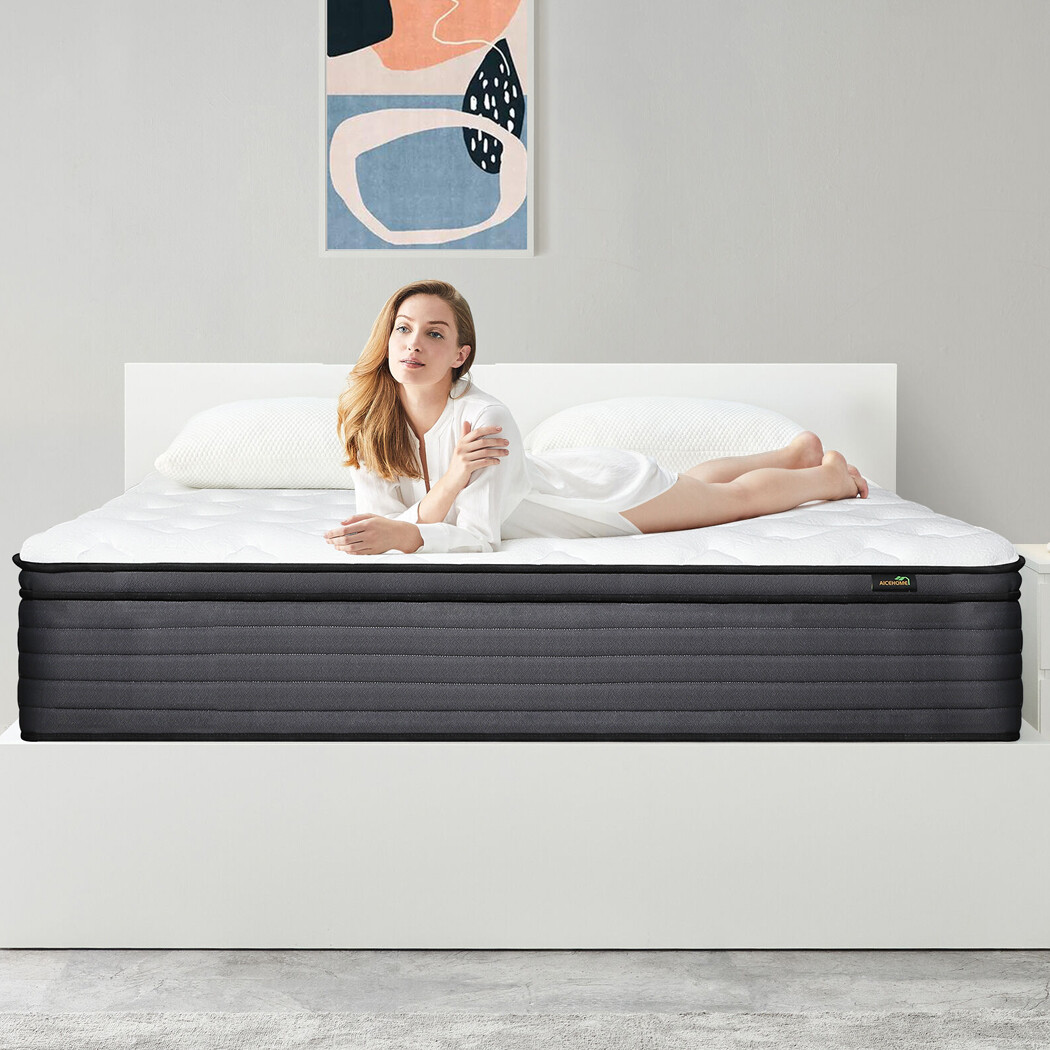 12 Inch Queen Size Mattress Pocket Spring Memory Foam Hybrid Medium Firm Bed