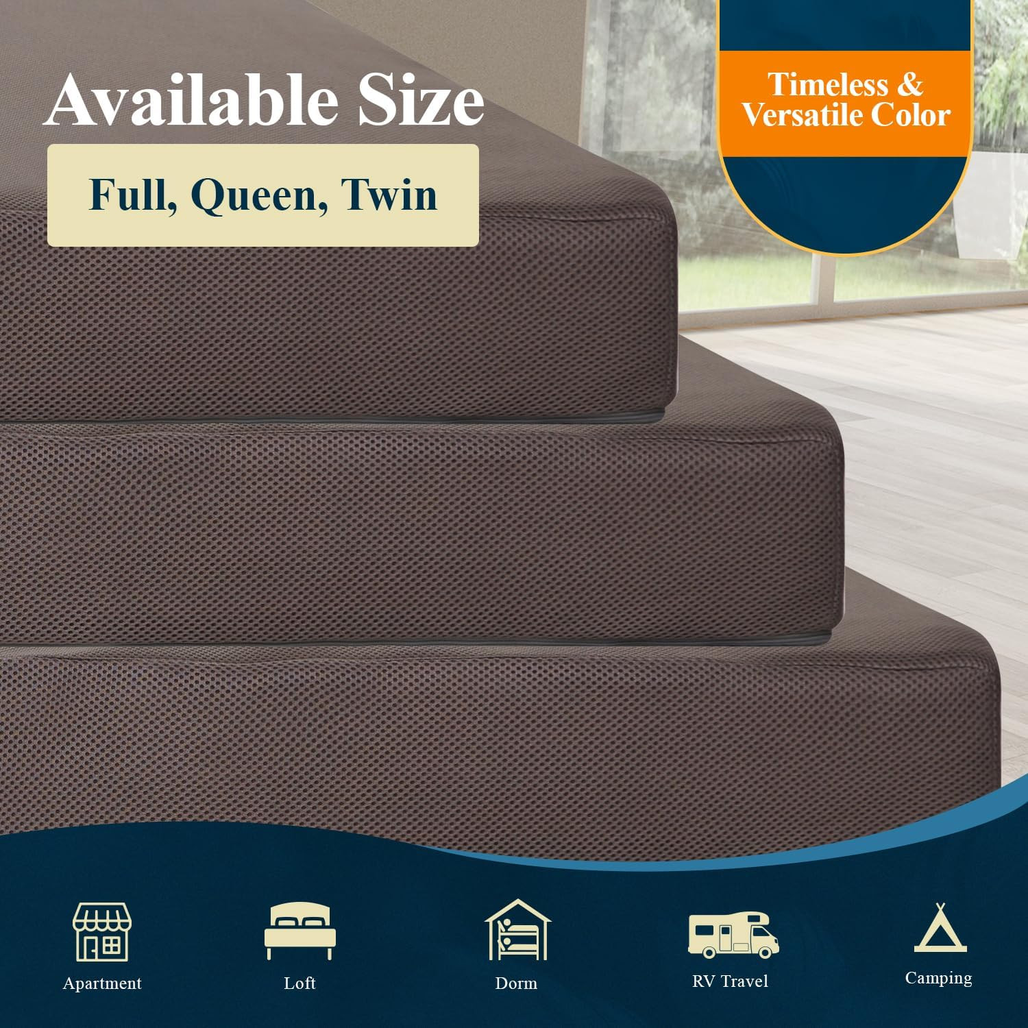 Tri-Fold Foam Mattress – Portable Folding Sofa Bed for Guests & Travel