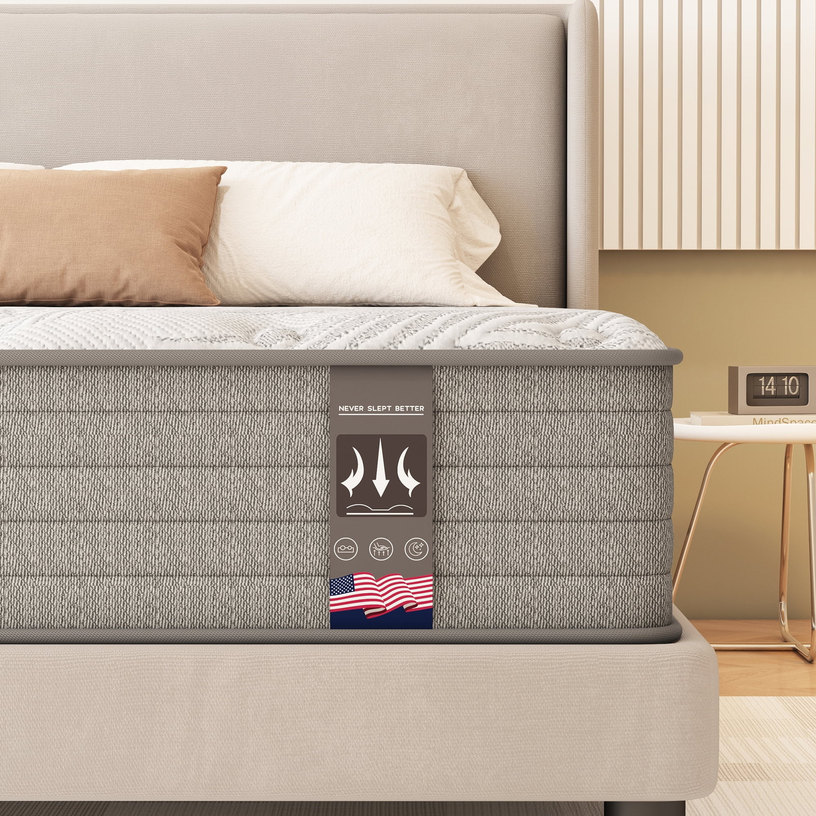 12″ Colchones QUEEN Size De Espuma 12 Pulgadas Memory Foam Mattress Hybrid Bed