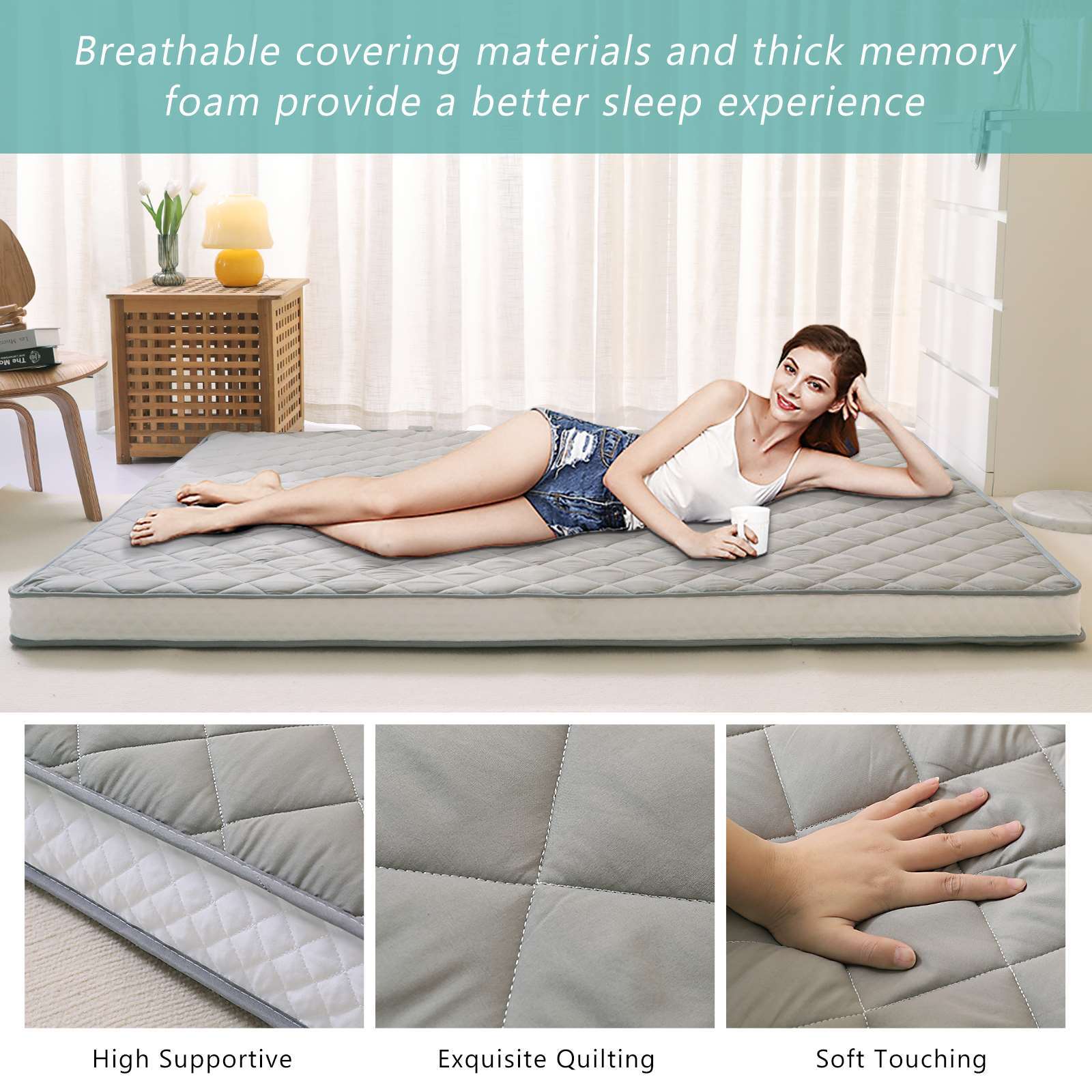 Floor Mattress Japanese Futon Mattress Foldable Bed Roll Up Camping Mattress