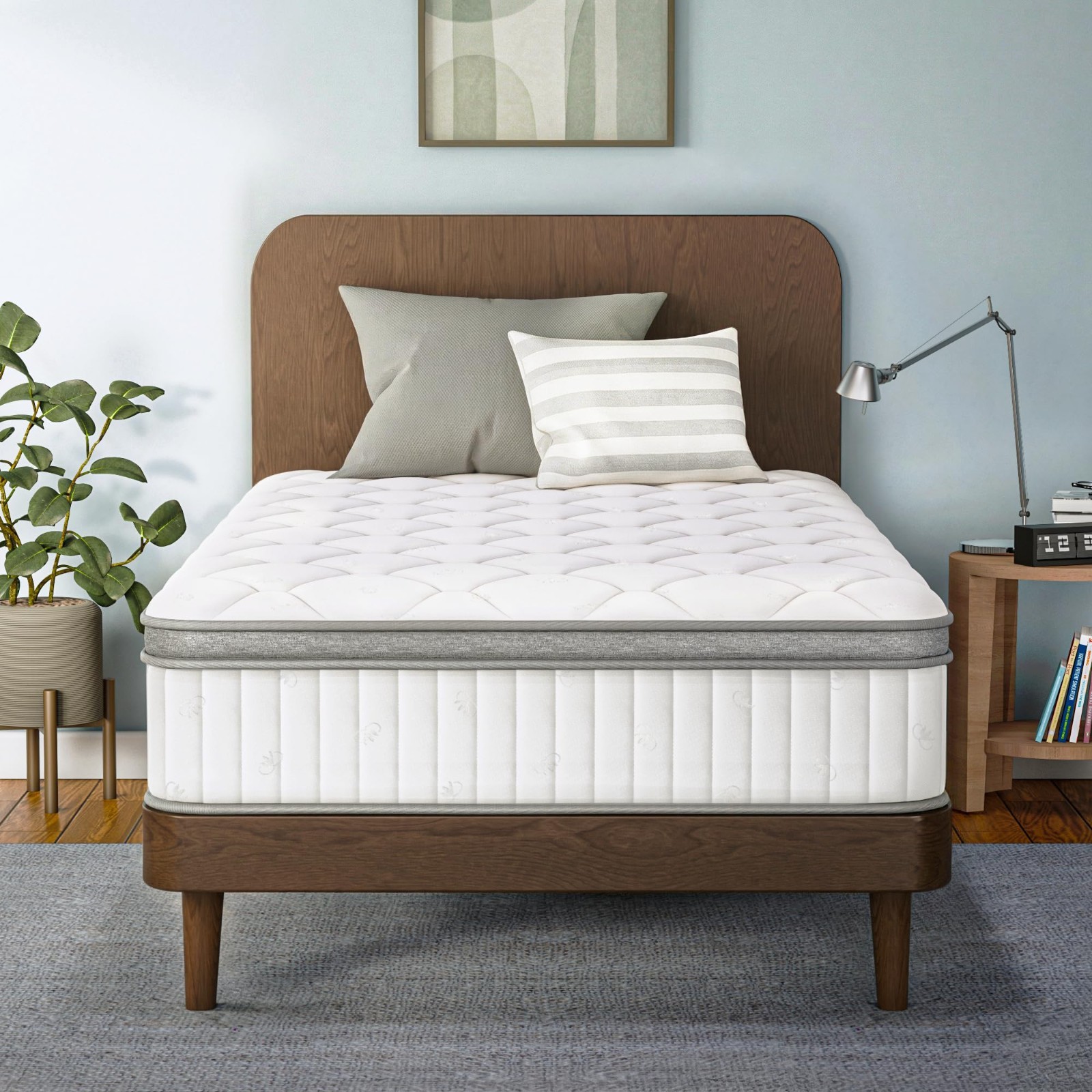 10″ Twin Mattress – Cooling Gel Memory Foam & Pocket Spring Hybrid, Medium Firm,
