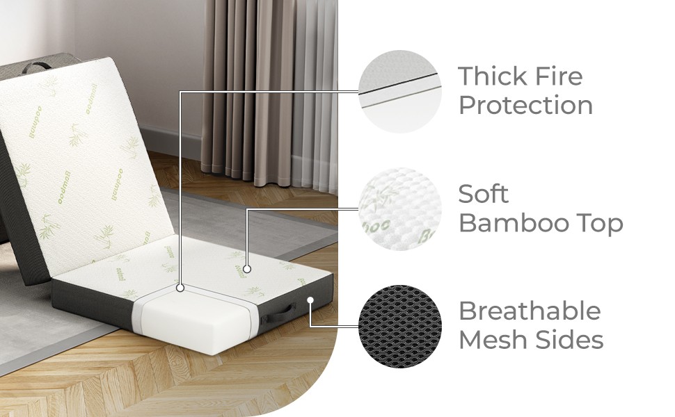 4 Inch Twin Folding Mattr for Floor and Traveling with Removable