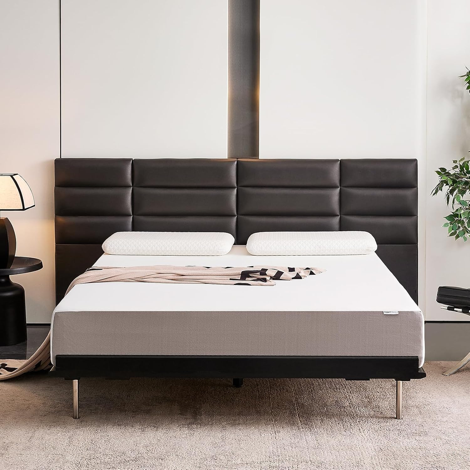 Breathable Memory Foam Mattress, Soft Plush Feel, 10 Inch, Queen, White/Grey