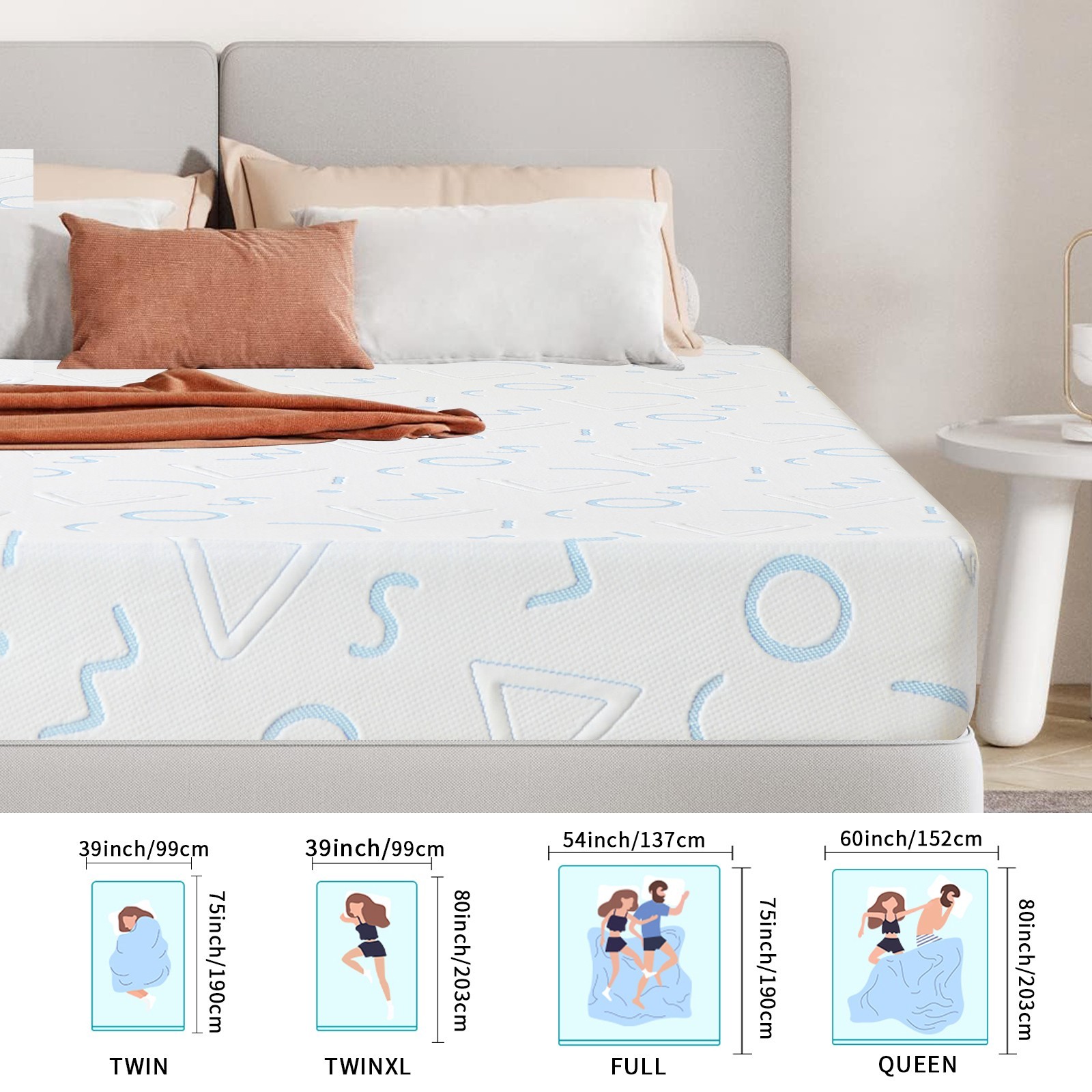 5″ 6″ Memory Foam Medium-Firm Mattress With Washable Cover for Pressure Relief