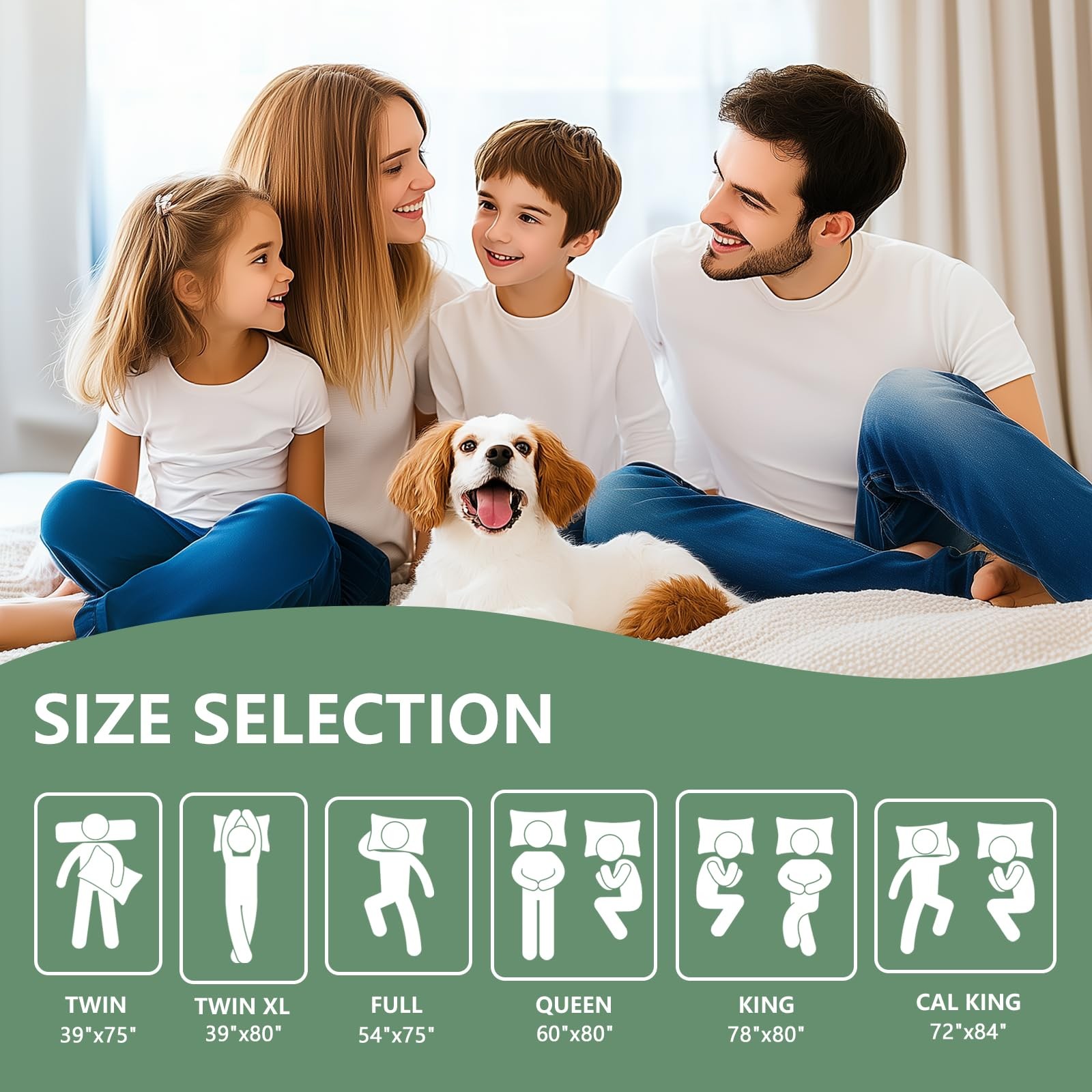 Premium Waterproof Mattress Protector Full Size, Breathable Bed Full, White