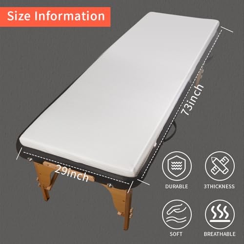 Lash Bed Topper Memory Foam Topper for Massage Bed,Memory 73x29x2 inch White