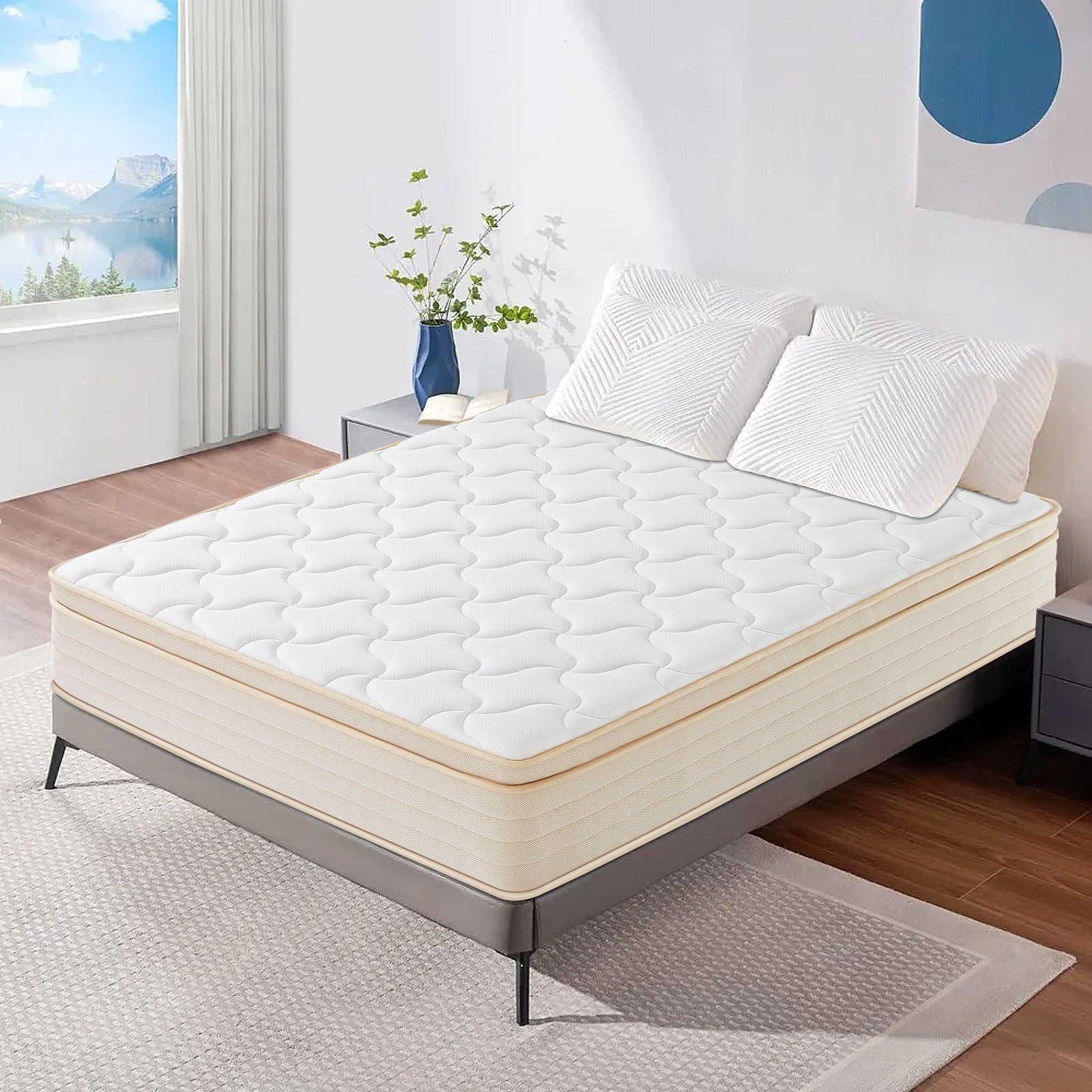 10″12″ Gel Memory Foam Hybrid Spring Mattress in a Box Twin Full Queen King Size