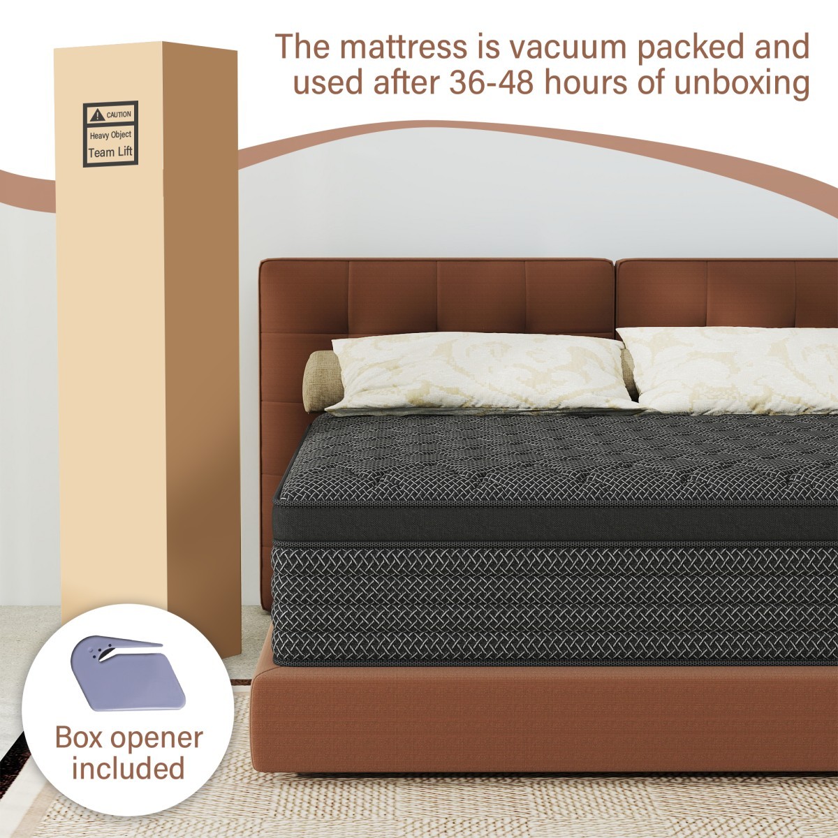 12″/14″ Black Mattress Gel Memory Foam Springs Twin Full Queen King Bed In a Box