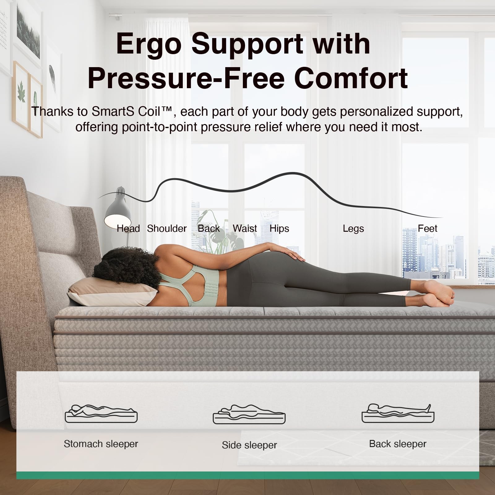 10 Inch Queen Size Mattress in a Box, Hypoallergenic & Back Pain Relief, Hybr…