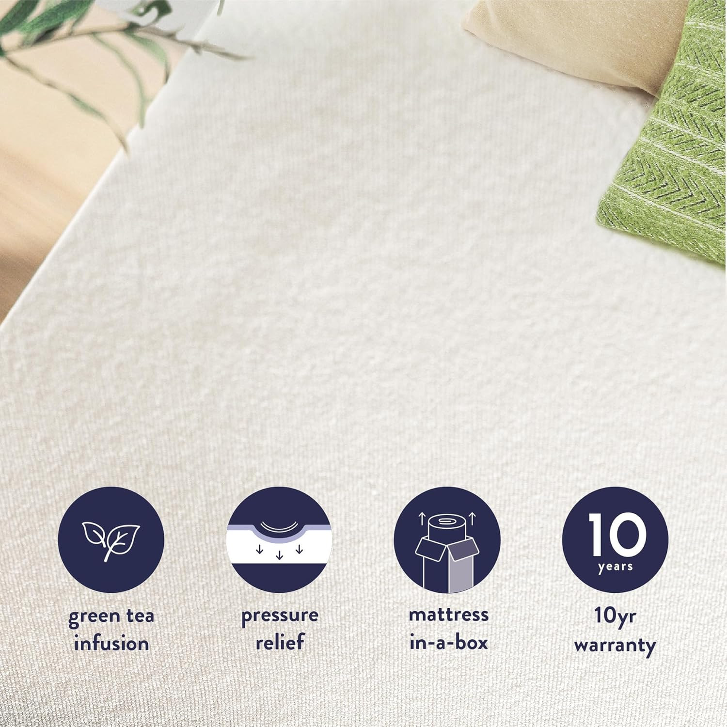 Best Price Mattress Full Mattress 6 Inch Bed-In-A-Box, Green Tea Memory Foam Whi