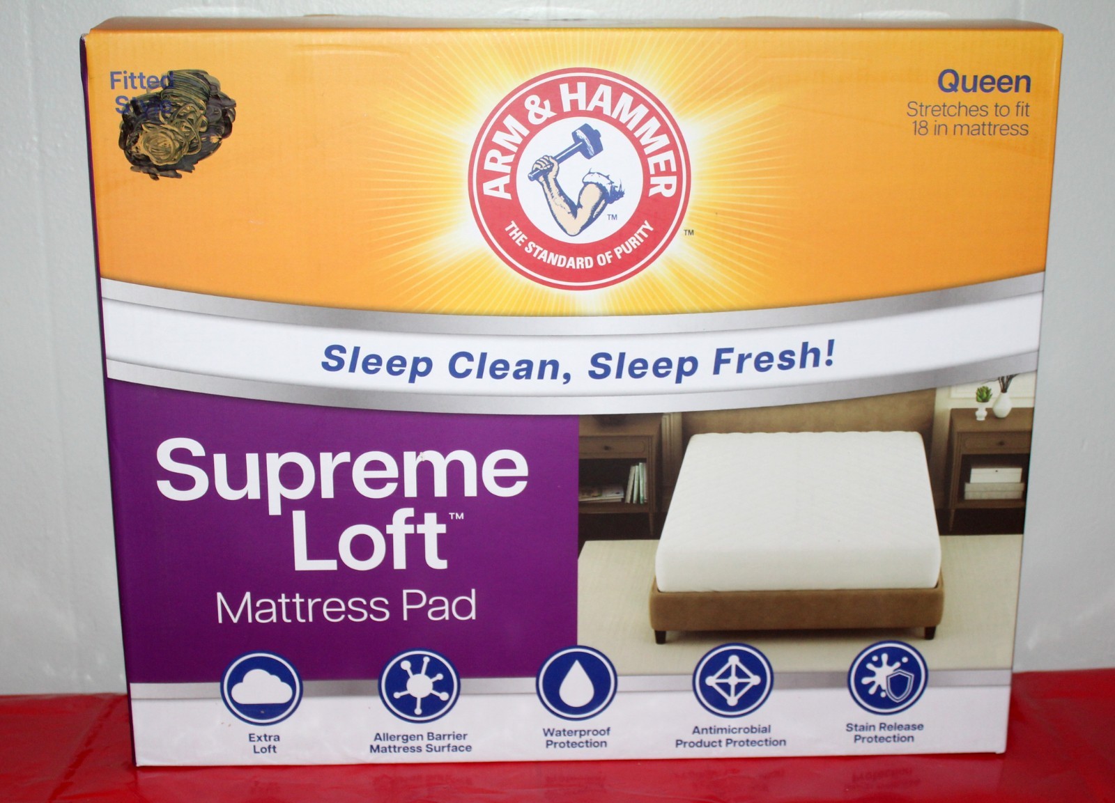 Arm & Hammer Queen Supreme Loft Mattress Pad *NEW* Fitted Style Up to 18 Inches