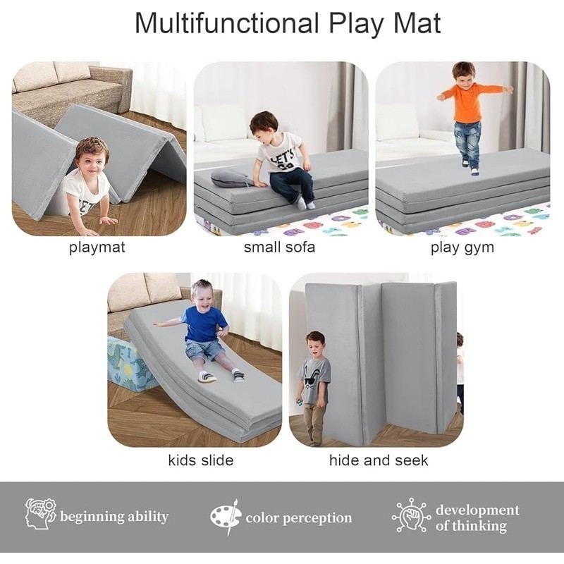 Foldable Kids Futon Mattress Soft Plush Play Mat Trifold Portable Cushion New
