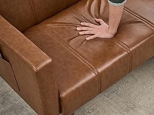 75″ Futon Sofa Bed, Mid- Modern Futon Couch, Convertible Sleeper