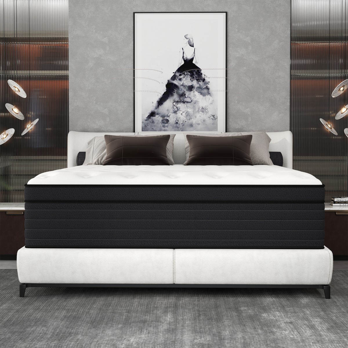 14″/12″ Mattress Hybrid Spring Comfy Mattress in A Box Twin Full Queen King Size