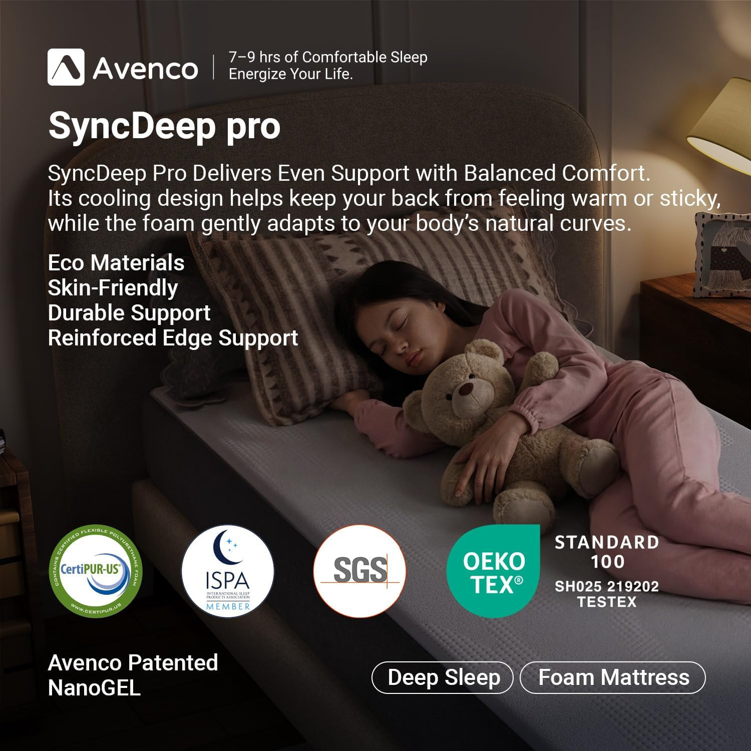 8″ Twin Gel Memory Foam Mattress with Removable Cover & Breathable Comfort