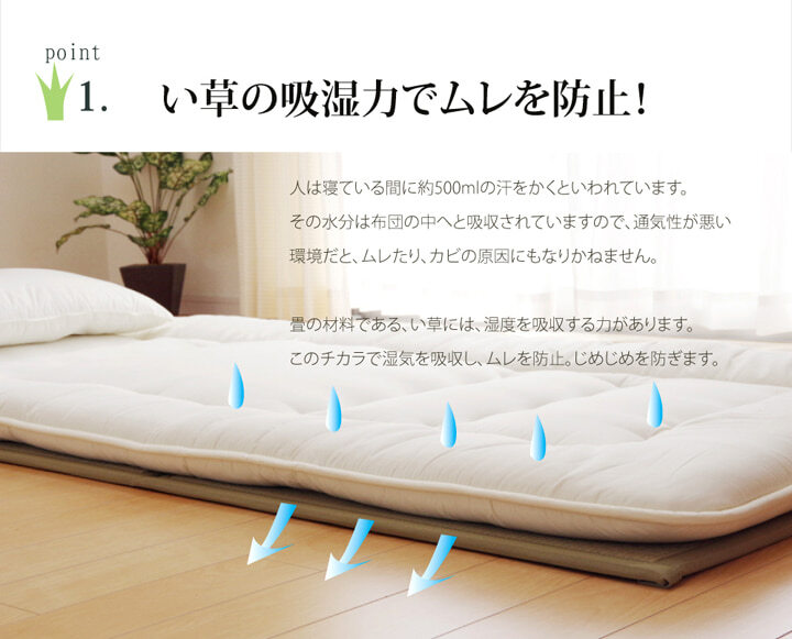 IKEHIKO Japanese Tatami Thin Rush Grass Mattress Three-fold type compact Japan