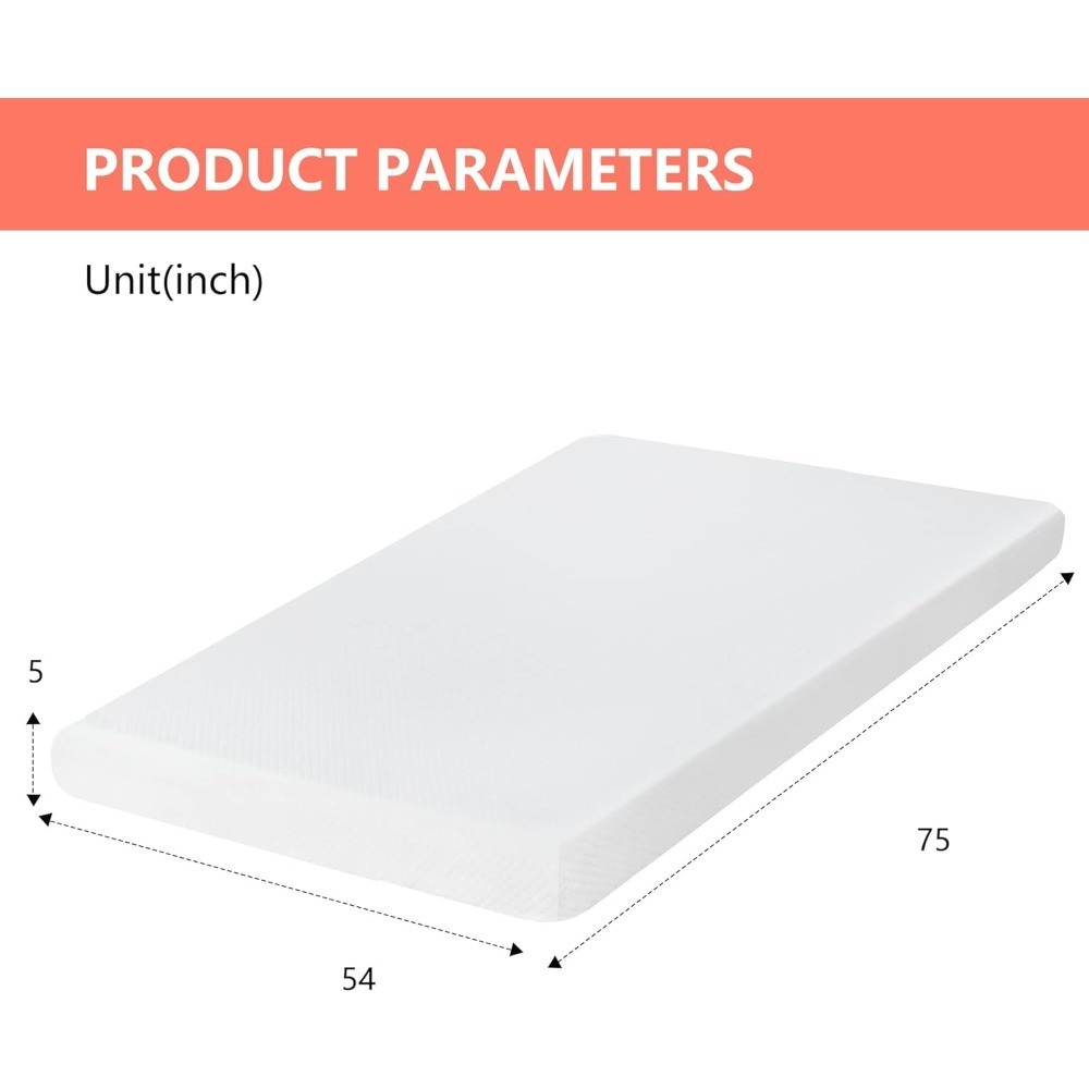 5 Inch Full Mattress Medium Firm Gel Memory Foam Mattress White CertiPUR-US