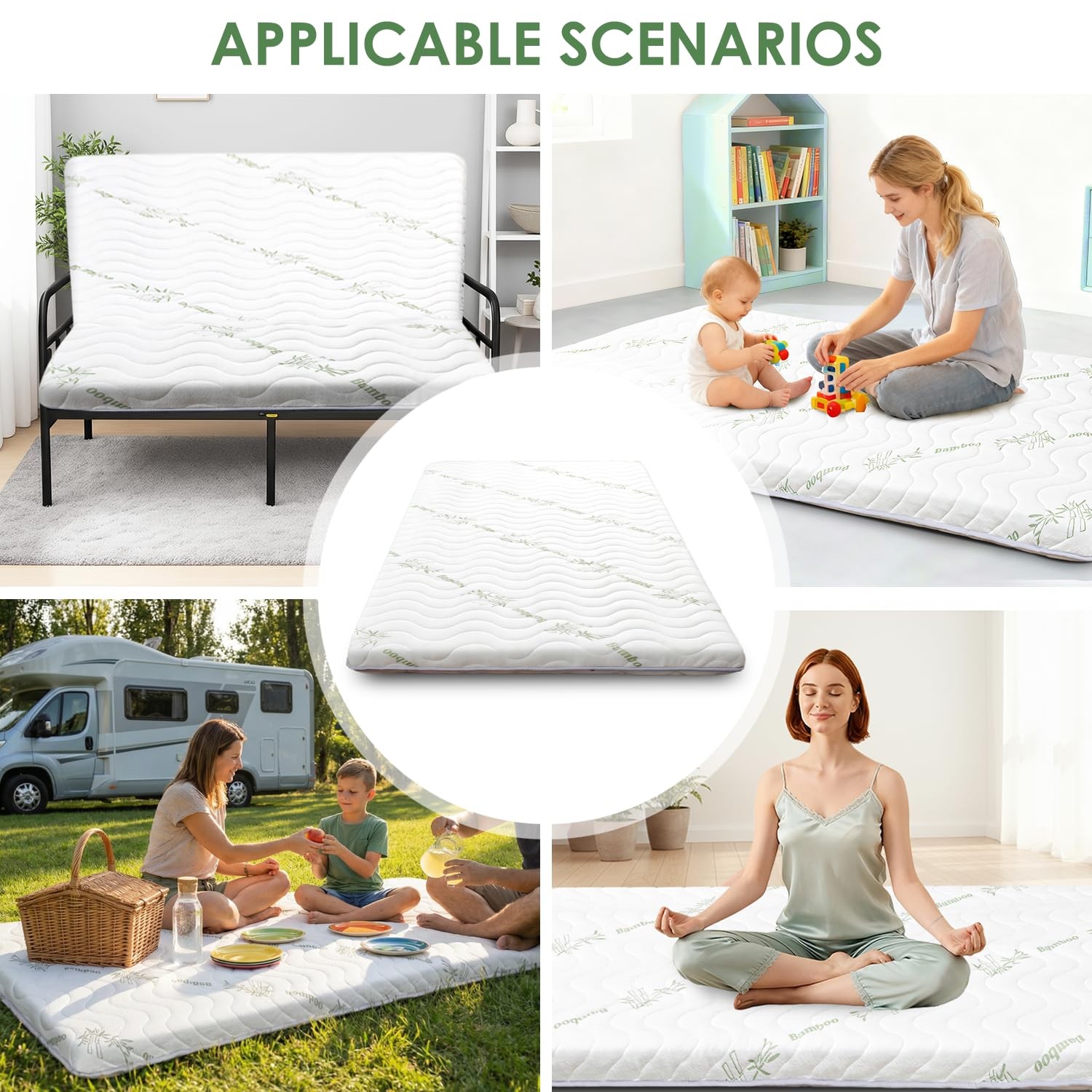 Japanese Floor Mattress Viscose Derived from Bamboo, 100% High Density Foam, …