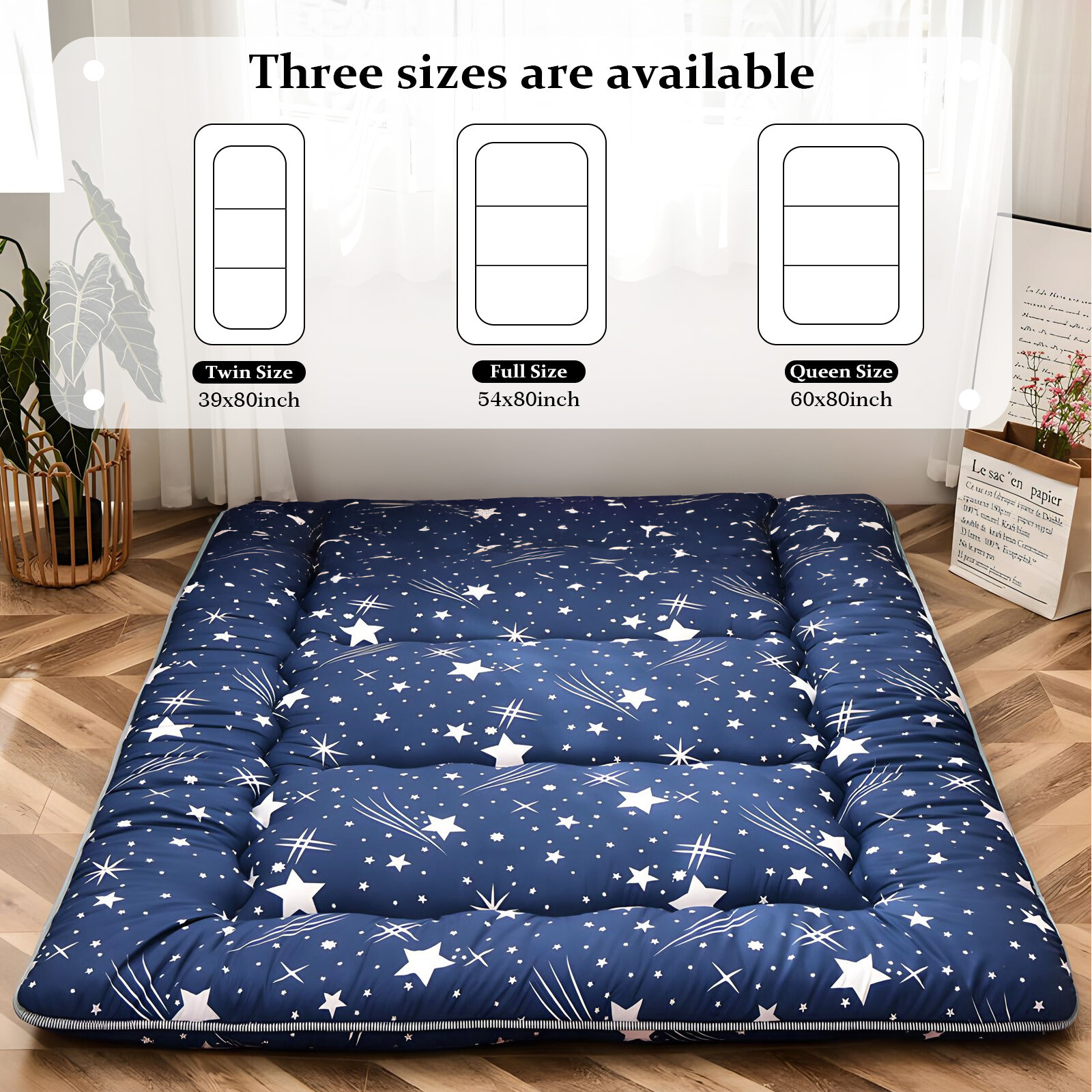 Japanese Futon Floor Mattress Thick Tatami Sleeping Pad Roll-Up Camping Mattress