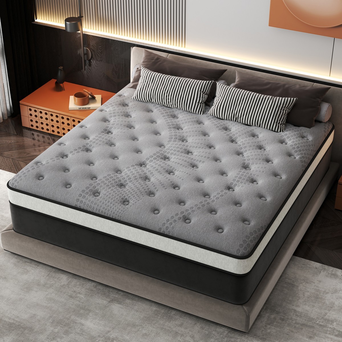 12″/14″ Mattress in a Box Gel Memory Foam Pocket Spring Twin Full Queen King