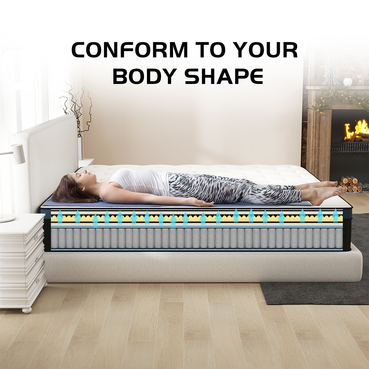 12″ 14″ Mattress Twin Full Queen King Size Memory Foam Pocket Coils Bed In a Box