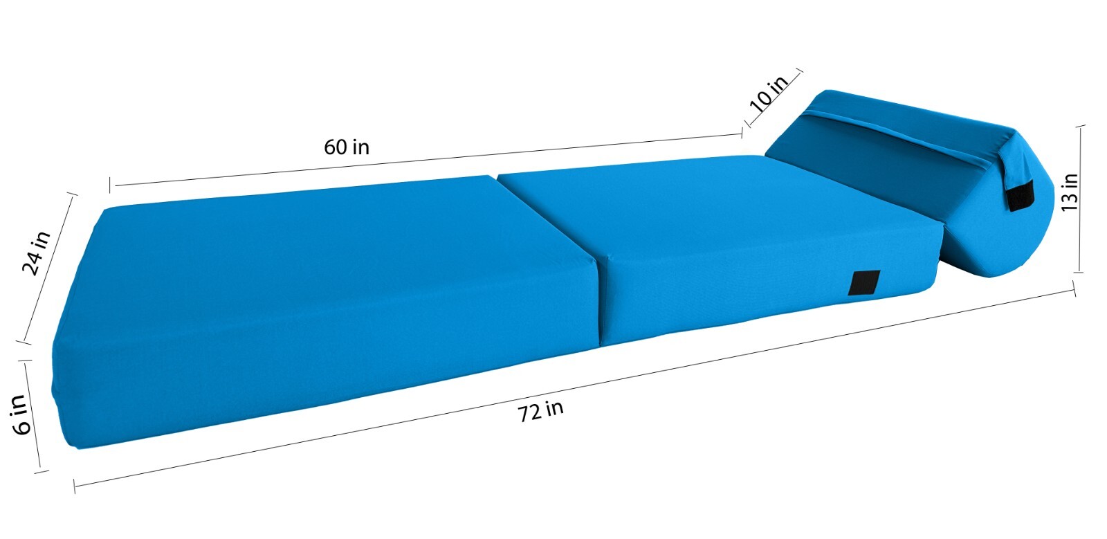 Turquoise 6 x 24 x 70 Sleeper Chair Folding Foam Bed, Studio Sofa Beds, Couches