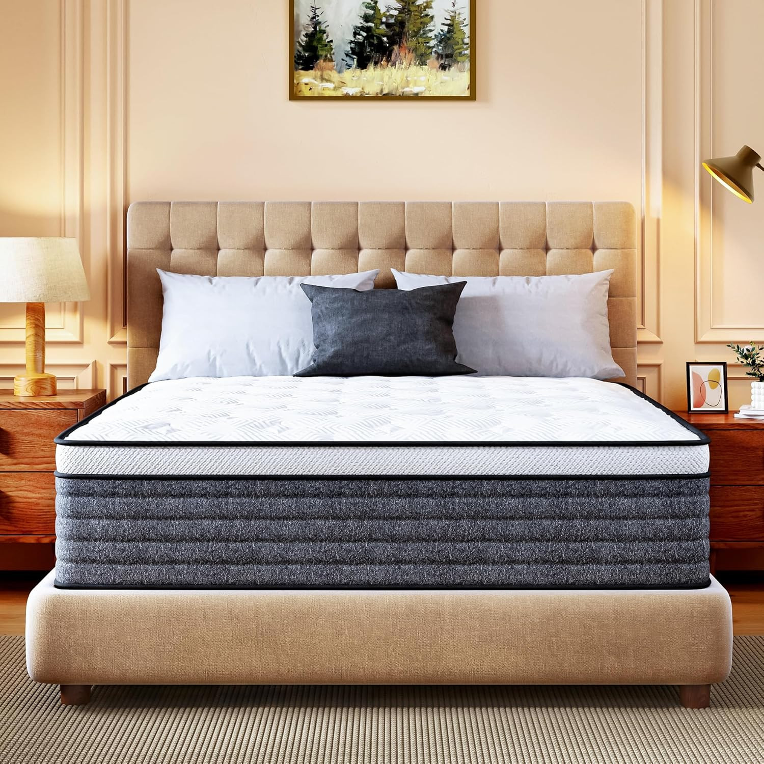 Queen Mattress, 12 Inch Queen Size Hybrid Mattresses in a Box, Medium Feel Foam