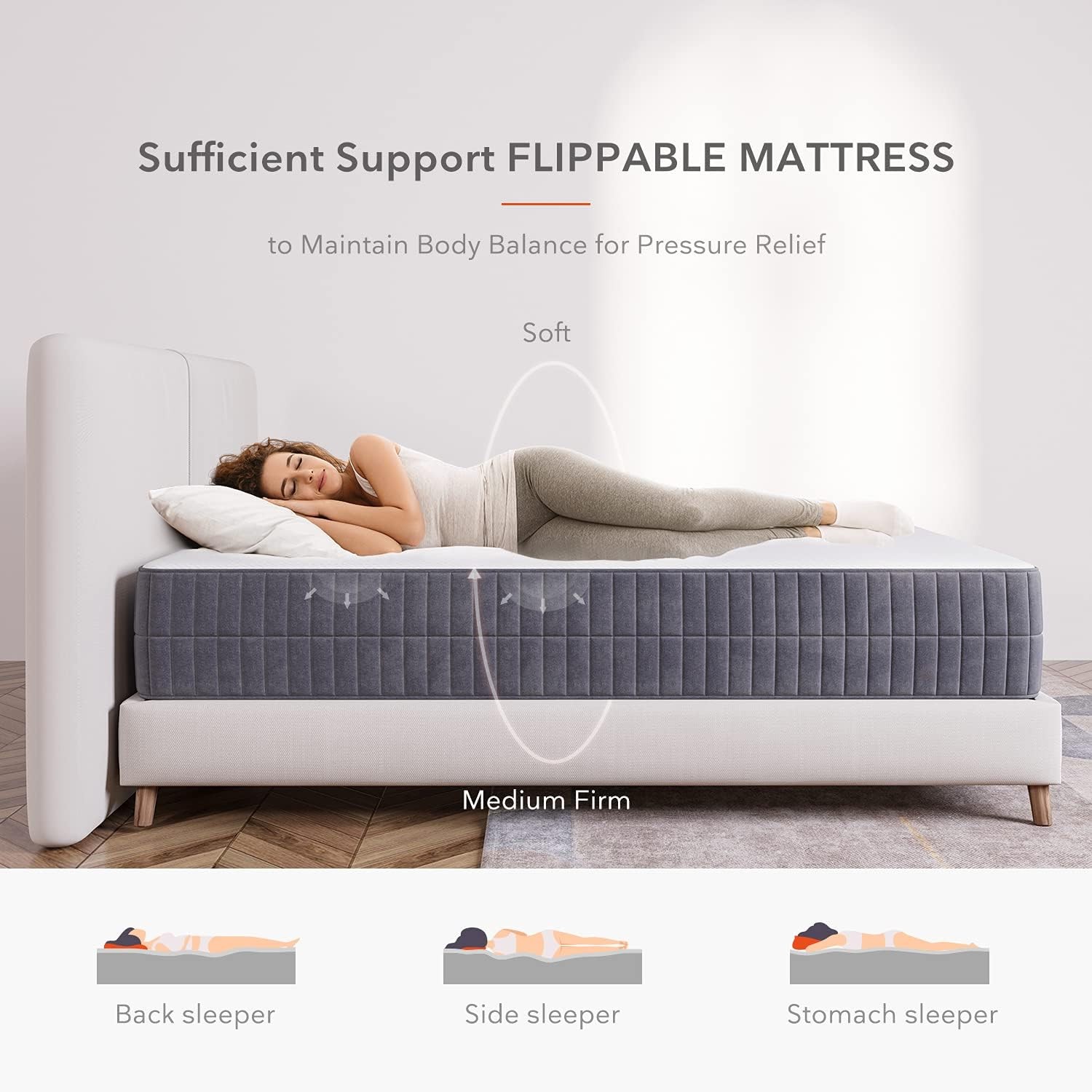 SWEETNIGHT MATTRESS, SWEETNIGHT 12 INCH, SIZE KING – GRAY/WHITE