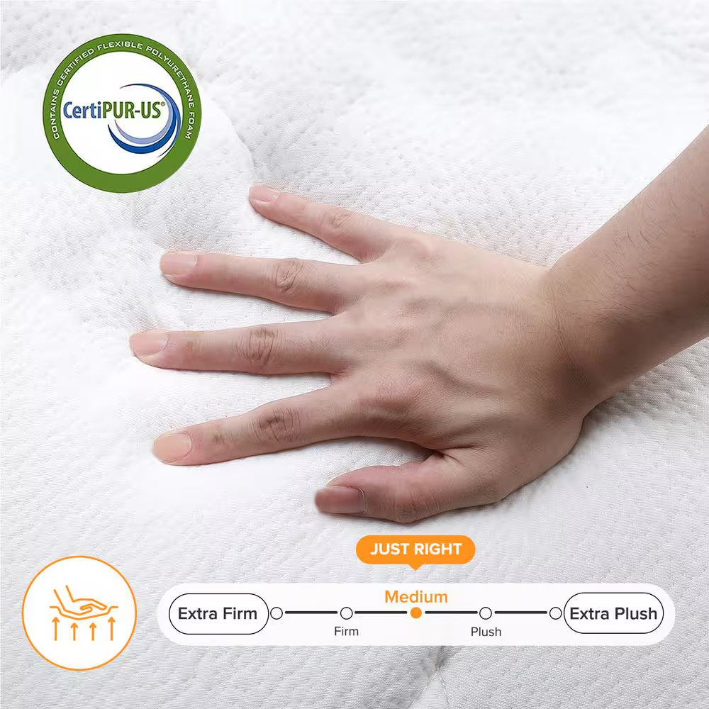 King Medium Hybrid Gel Memory Foam 12 In. Innerspring Support and Breathable wit