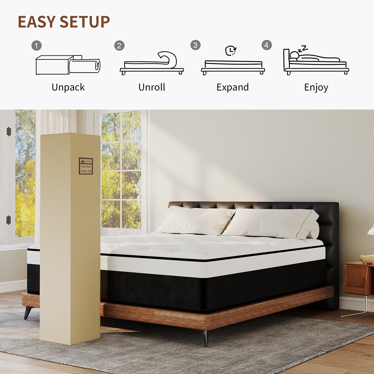 10/12/14 Inch Gel Memory Foam Hybrid Spring Mattress in Box Twin Full Queen King