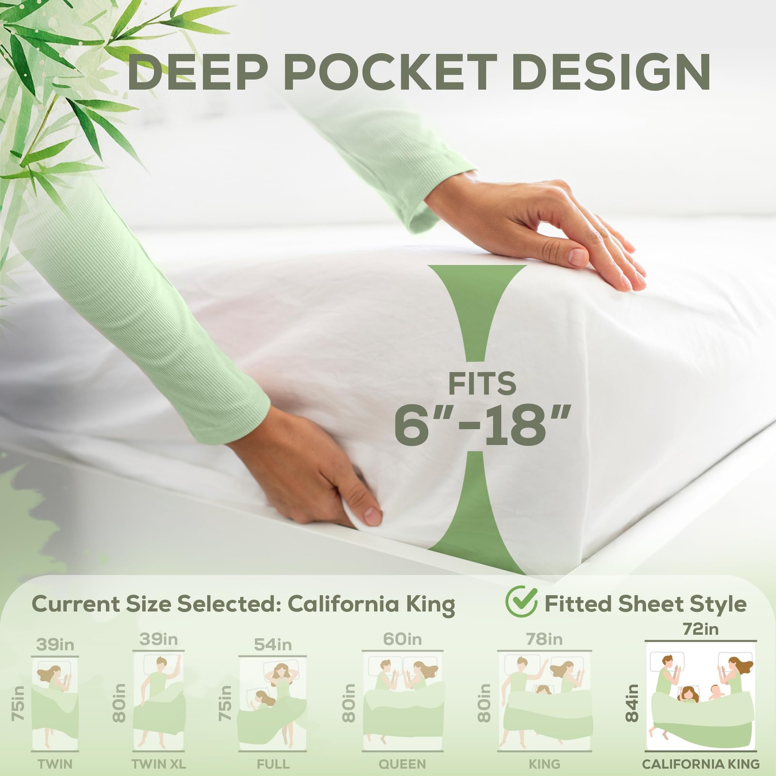 Luxury California King Mattress Protector | 100% King, White