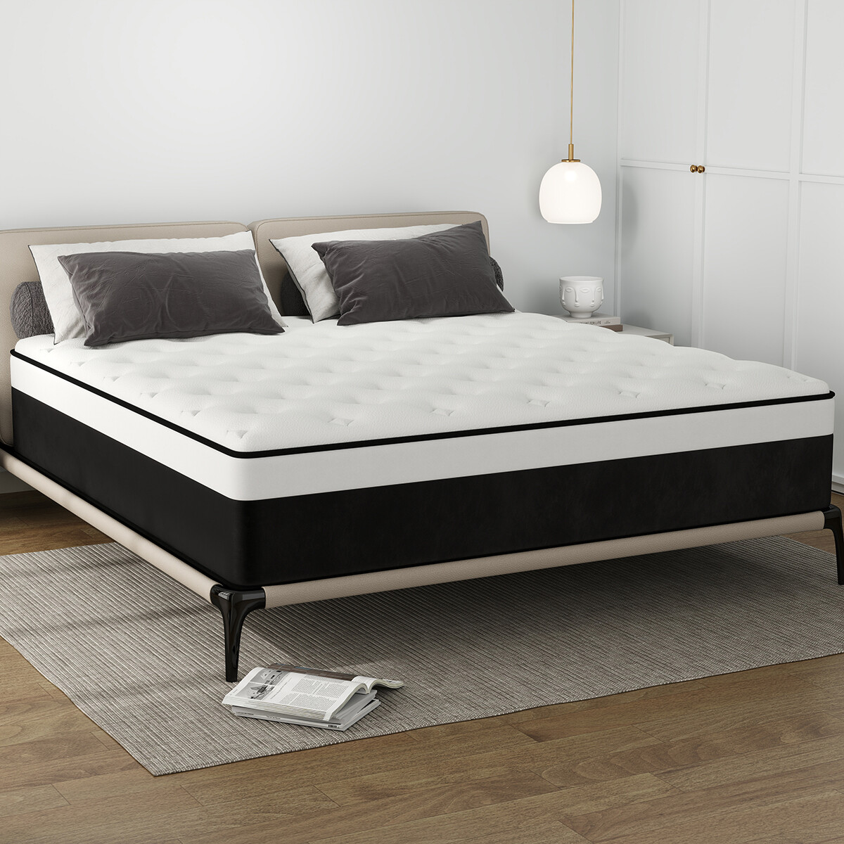12 Inch Mattress Twin Full Queen King Size 7Zone Spring Memory Foam Bed in a box