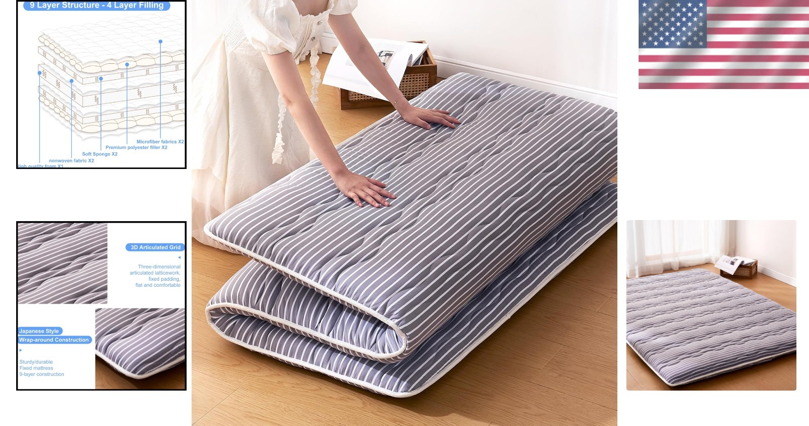 Portable Japanese Futon Mattress (Twin) – Thickened Foam for Ultimate Comfort