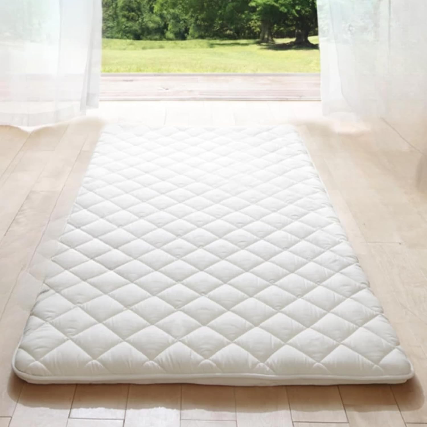 Japanese Futon Mattress Made in Japan Full 55″×78″ White Foldable Floor Lounger